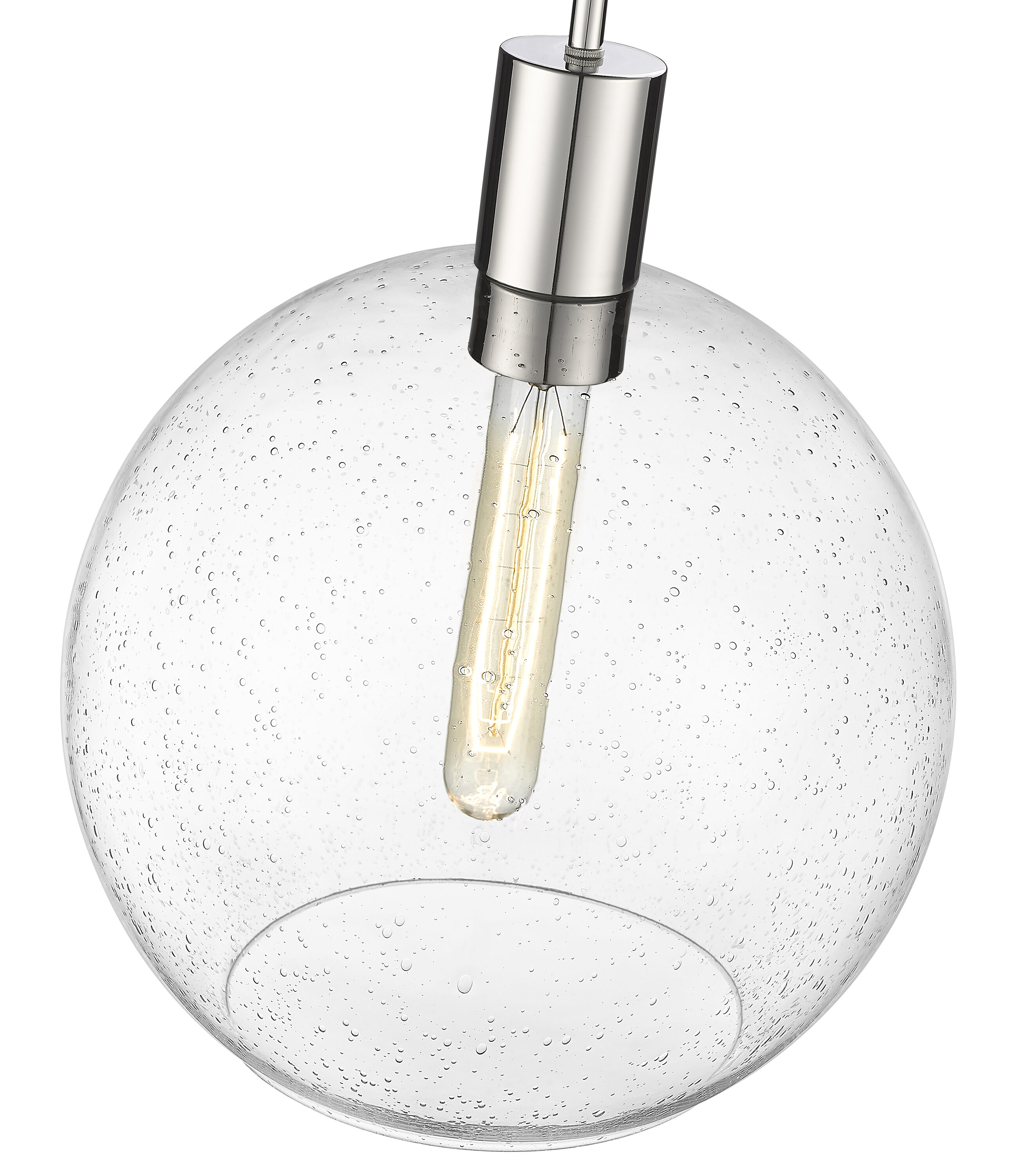 Sleek Mid-Century Modern Polished Nickel Globe Pendant