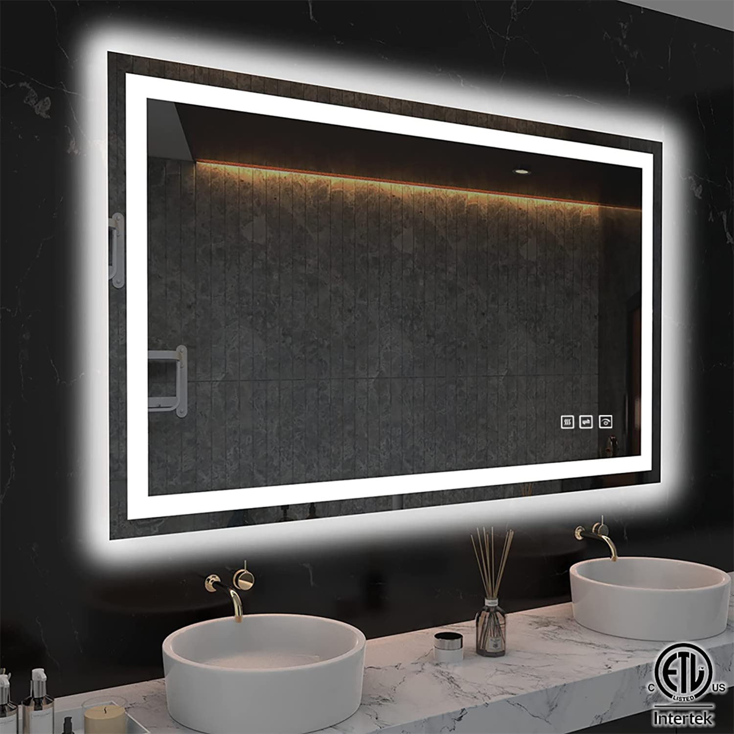 ExBrite 72 x 36 inch LED Bathroom Large Light LED Mirror,Anti Fog,Dimmable,Dual Lighting Mode,Tempered Glass