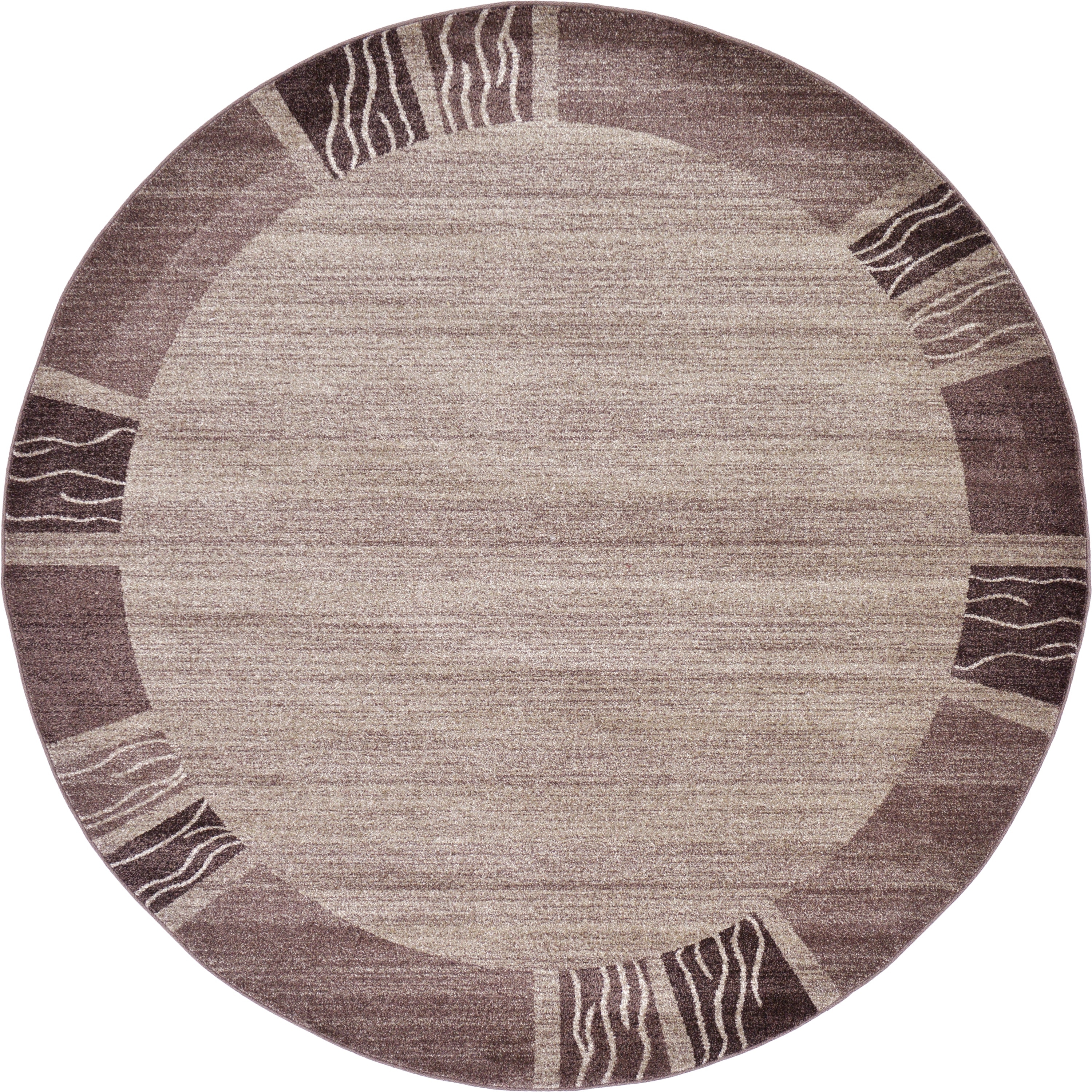 Unique Loom 3120436 Sarah Del Mar 8 x 8 (ft) Loomed Polypropylene Light Brown/Beige Round Indoor Geometric Area rug