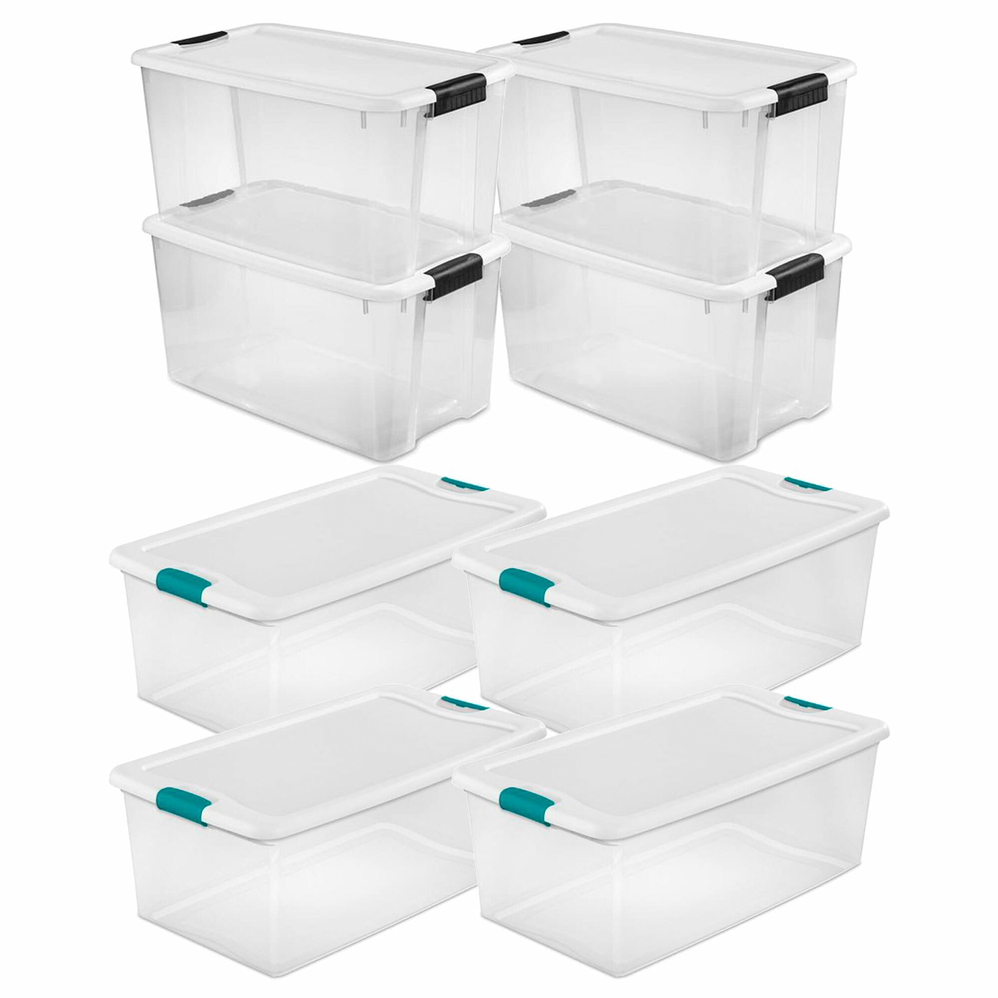 Set of 4 Large Storage Containers 105 Quart Clear Plastic Totes Latching  Lids