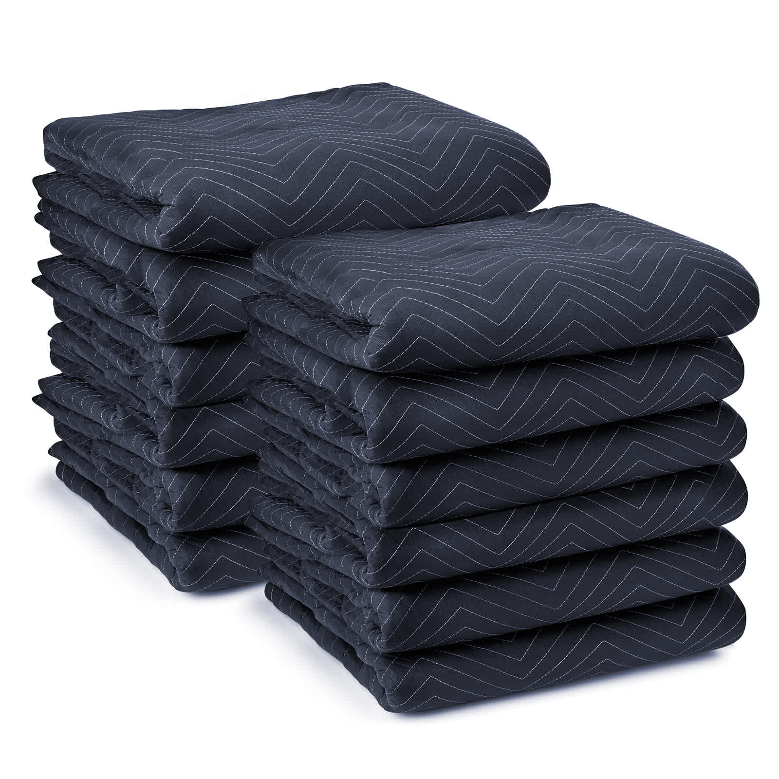 Sure-Max 12pk - 80 x 72-in Moving and Packing Blankets - Blue and Black #BLANKET-P35-12.
