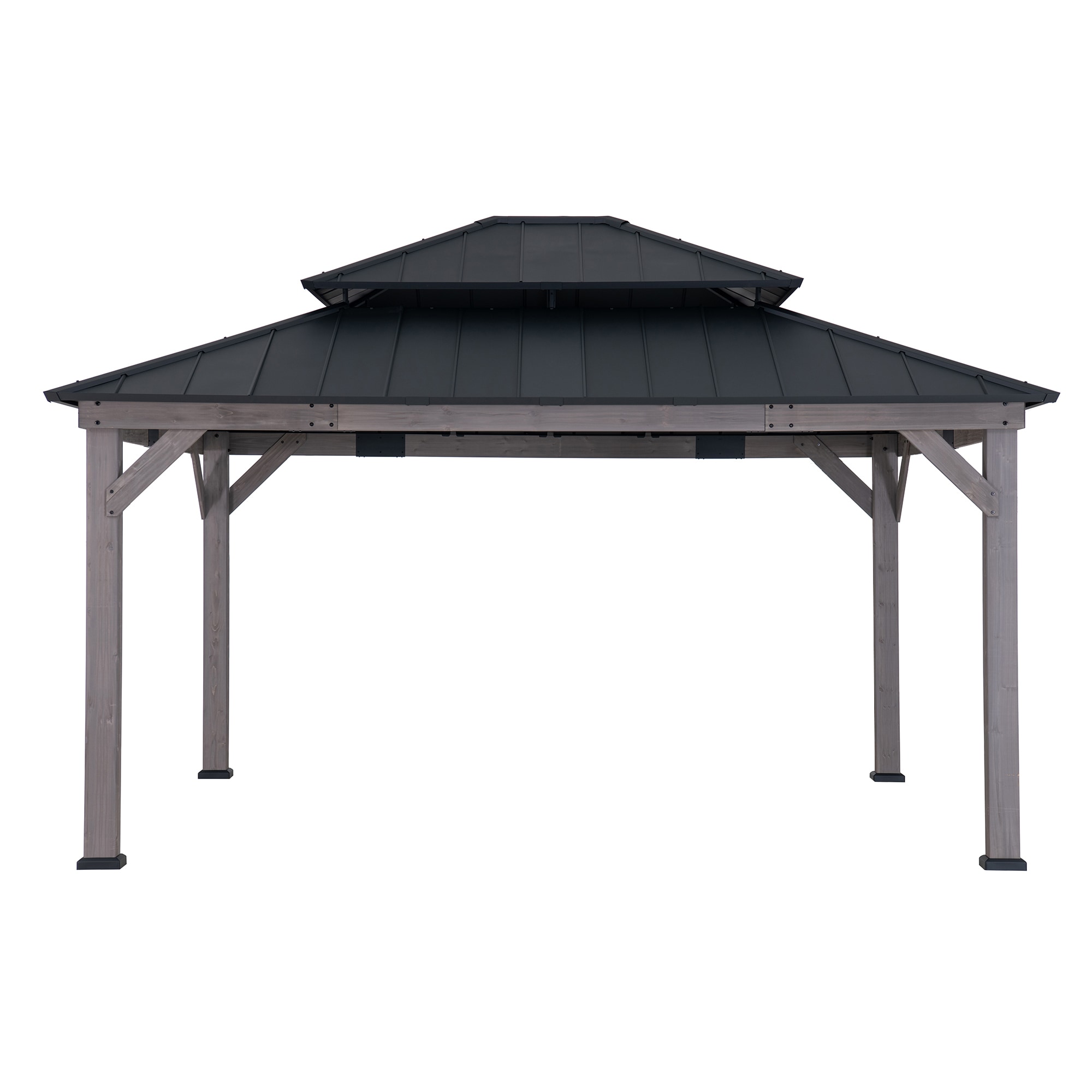Sunjoy 15-ft x 13-ft Black Rectangle Gazebo with Hardtop Steel Roof #A102007771