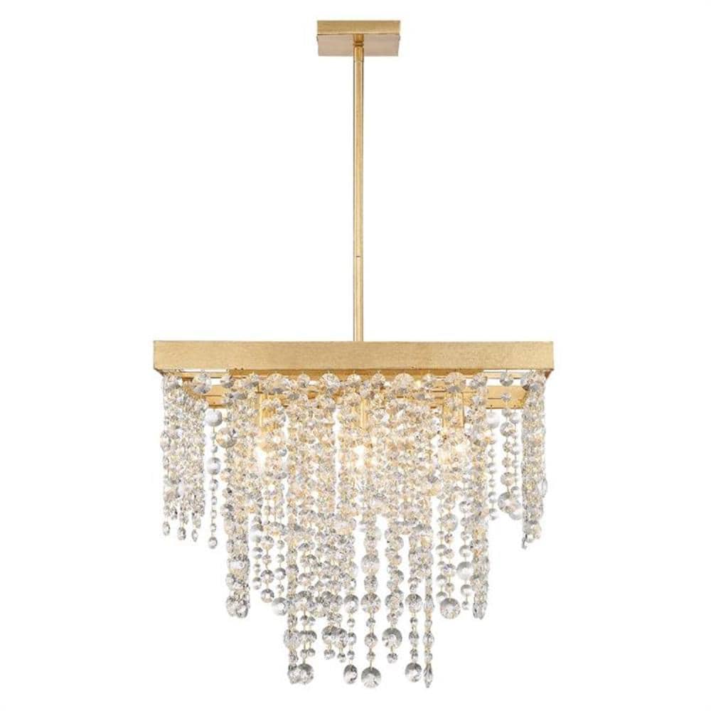 Mini Antique Gold Crystal Chandelier with Hand Cut Strands