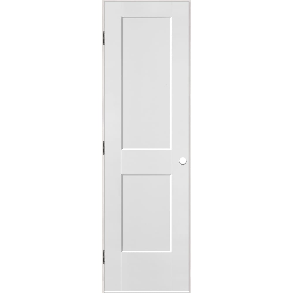 Masonite 1164111 24-in x 80-in Primed White Solid core 2-panel square Right hand Smooth Primed Molded composite Flat Jamb Single Prehung Interior Door