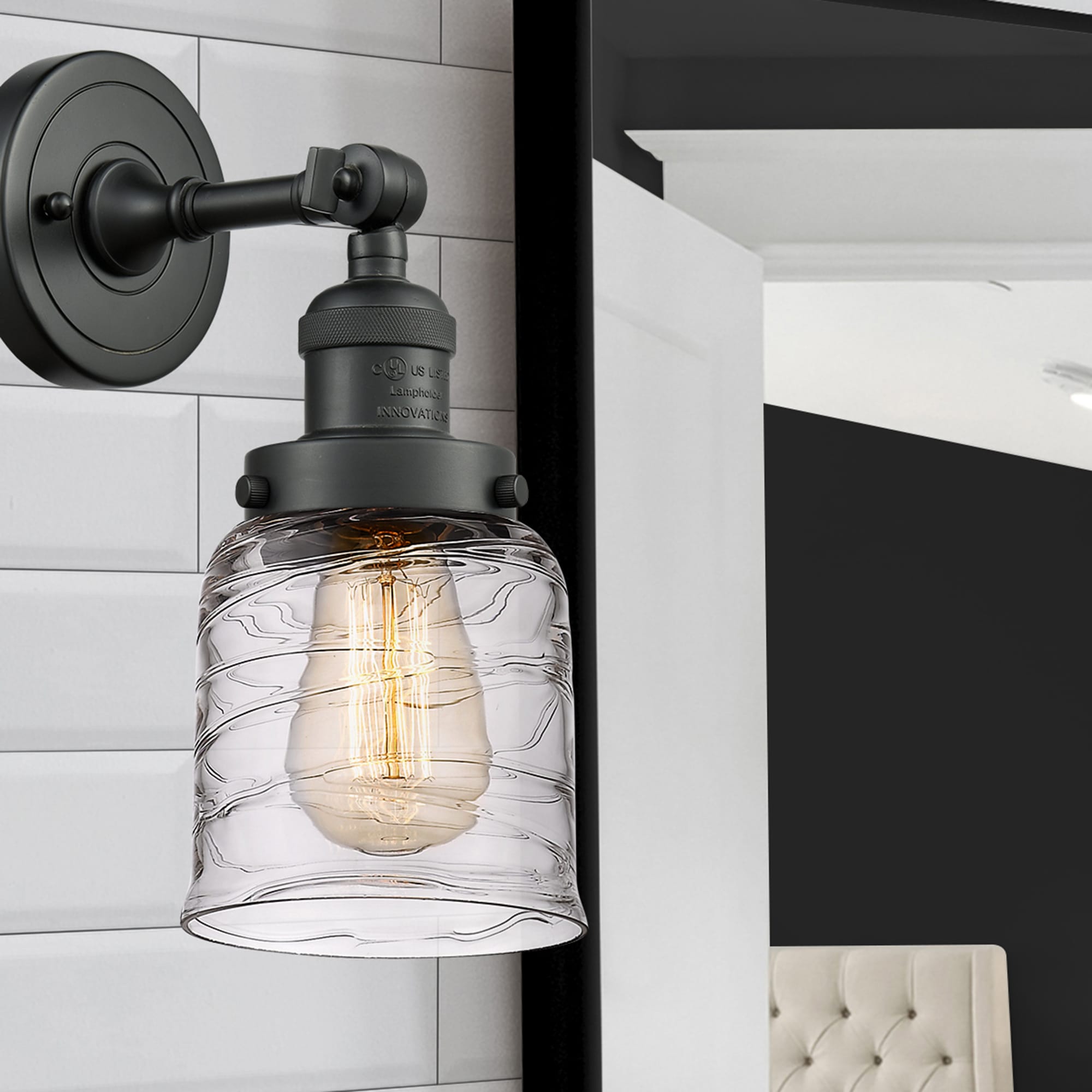 Innovations Lighting 203-BK-G513 Bell 5-in W 1 -Light Matte Black Industrial Wall Sconce