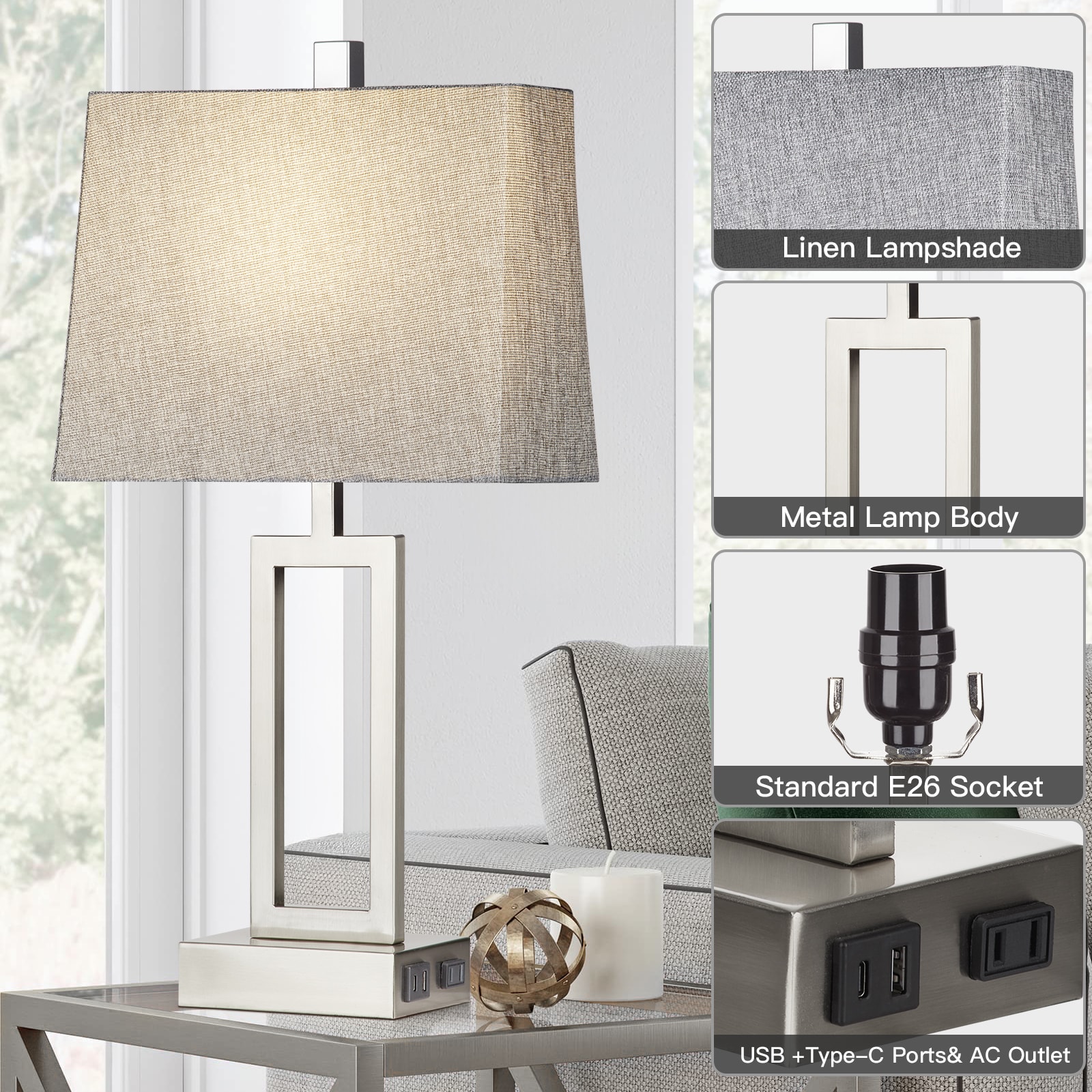 UrFurnishings TD-270 Table-Lamps - View #3