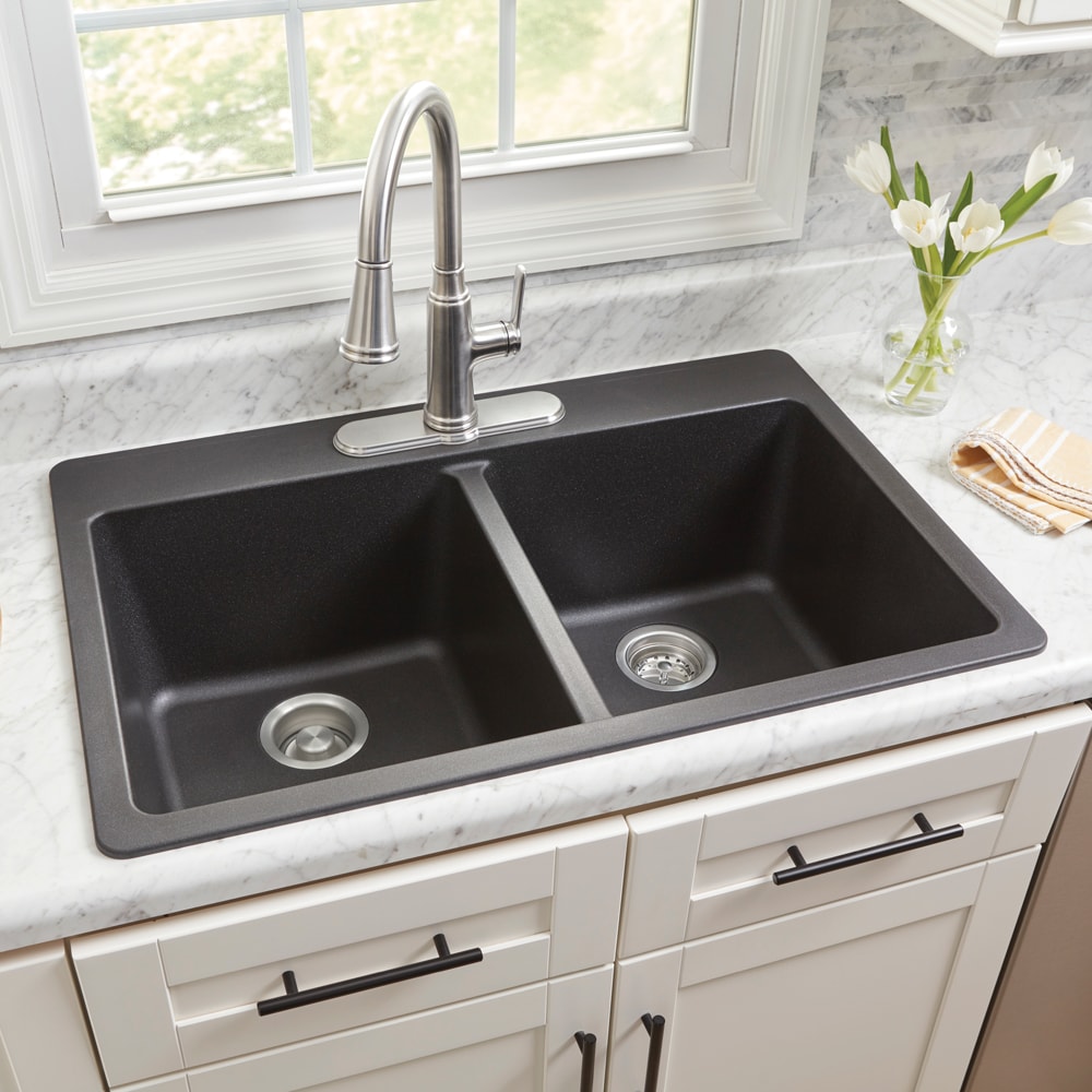 allen + roth The Hoffman Collection Dual-mount 33-in x 22-in Stainless  Steel Single Bowl 2-Hole Kitchen Sink All-in-one Kit in the Kitchen Sinks  department at