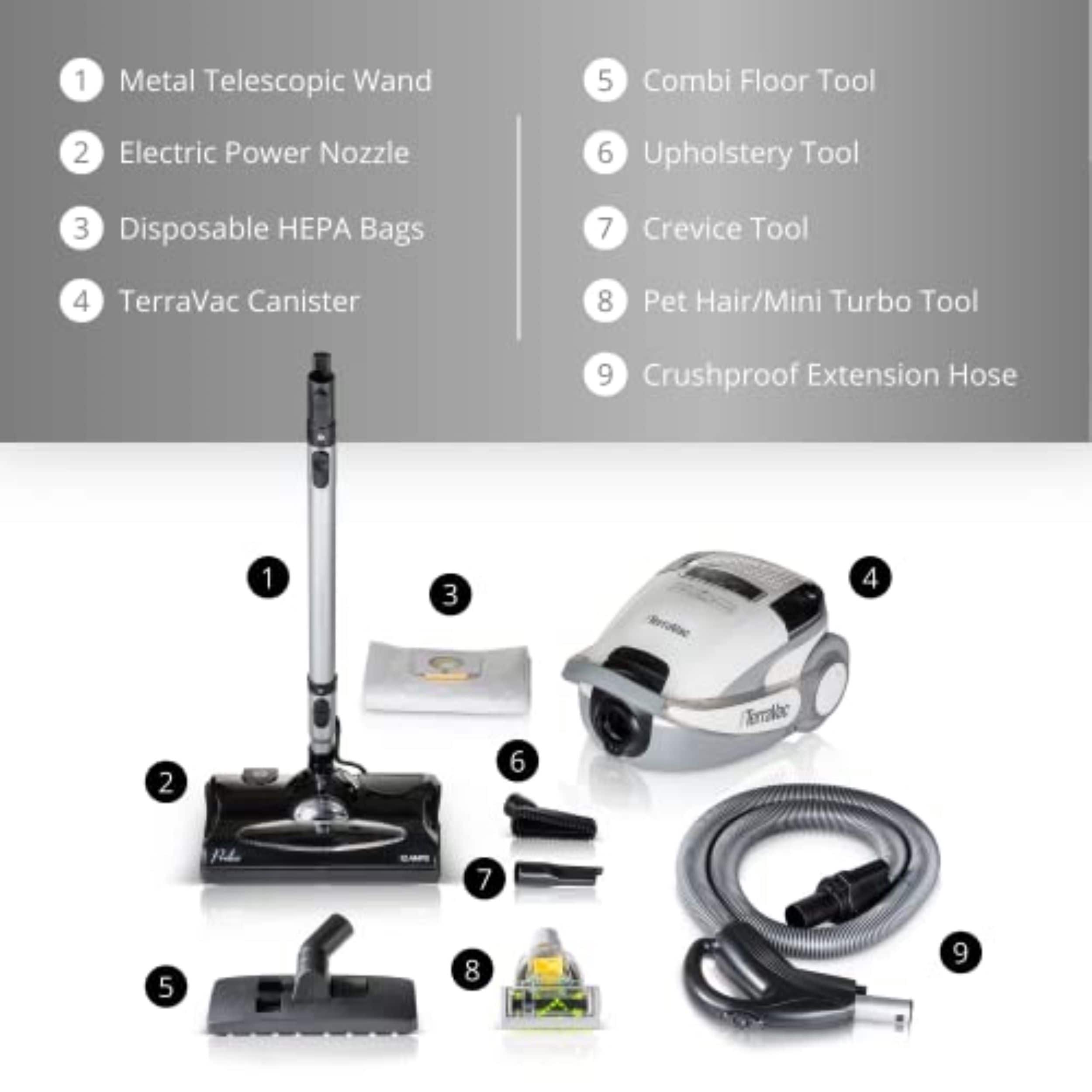 Prolux TerraVac Quiet Speed Canister Vacuum Cleaner with HEPA Filtration and Electric Powerhead - 1