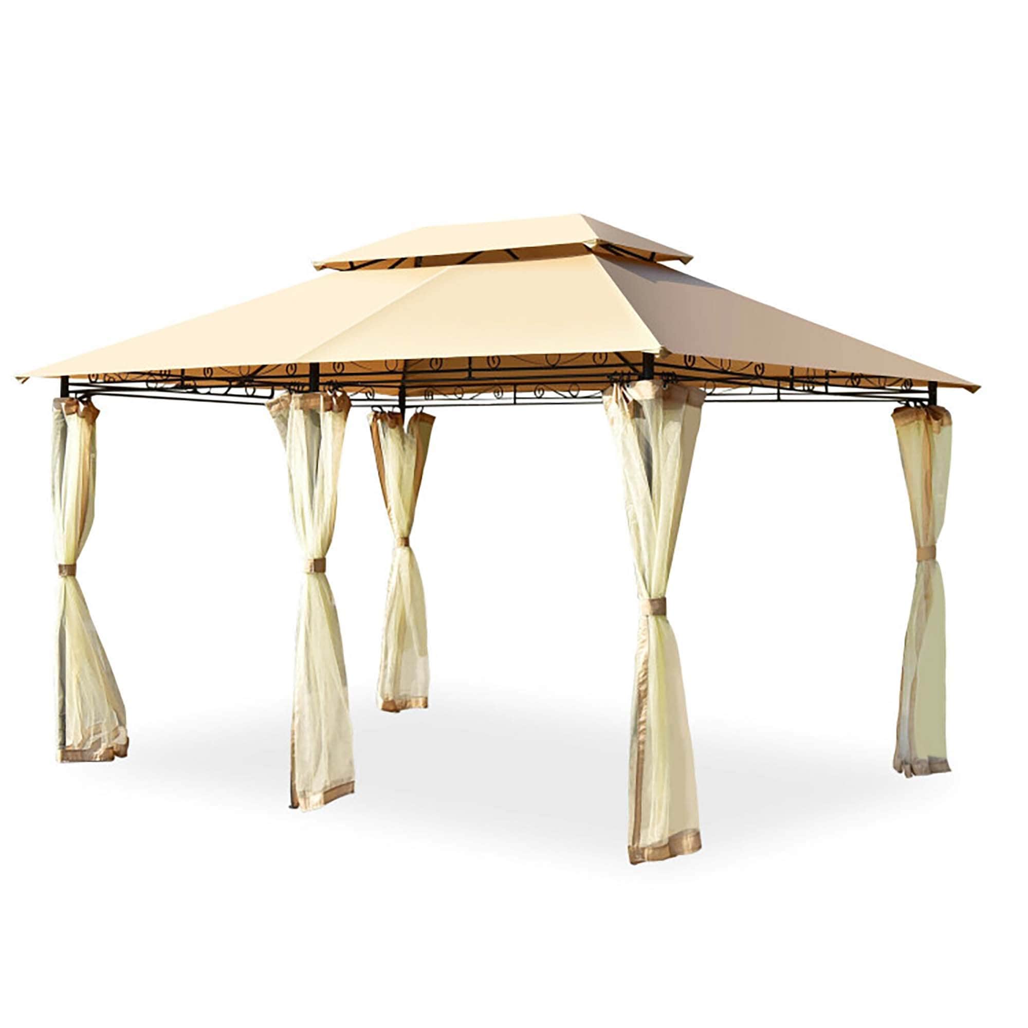CASAINC CA07MK-GAZ 13-ft x 10-ft Tent Canopy Shelter Brown with Soft Top Roof