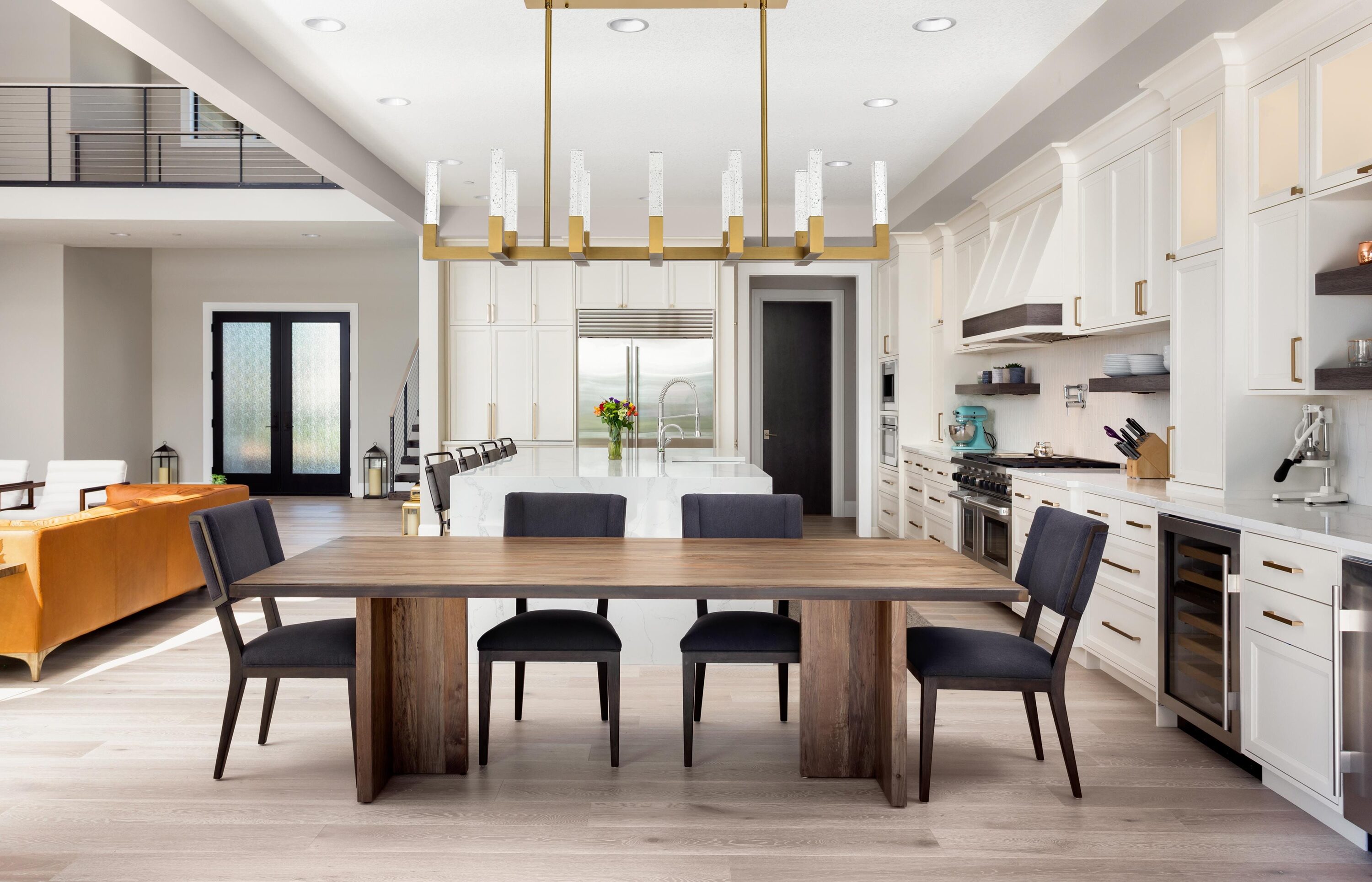 Noemi 51-Inch Satin Gold LED Crystal Island Pendant Light