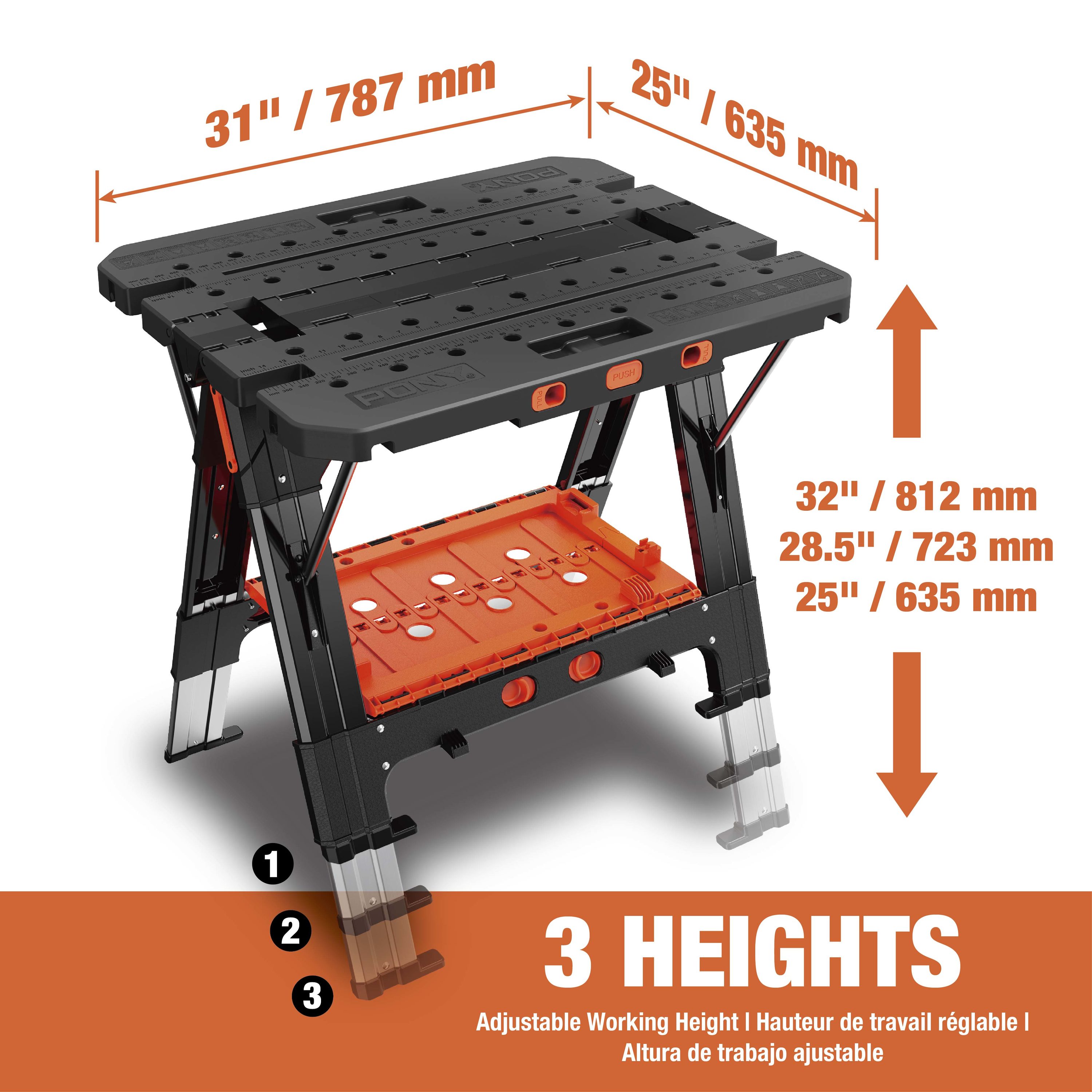 BLACK+DECKER 24-in L x 30.125-in H Black/Orange/Wood Portable Work Bench