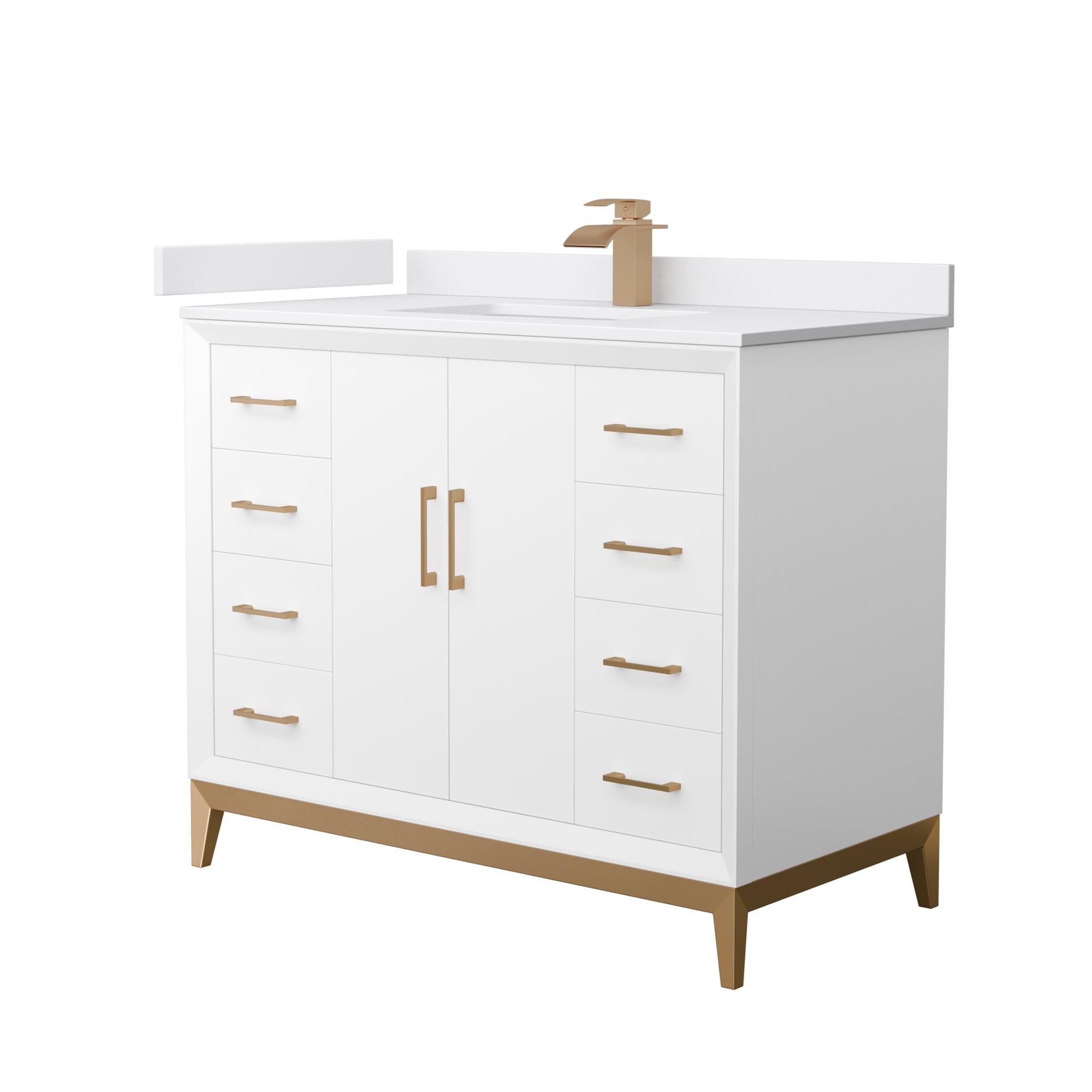 Wyndham Collection WCH818142SWZWCUNSMXX Amici 42-in White Undermount Single Sink Bathroom Vanity with White Cultured Marble Top