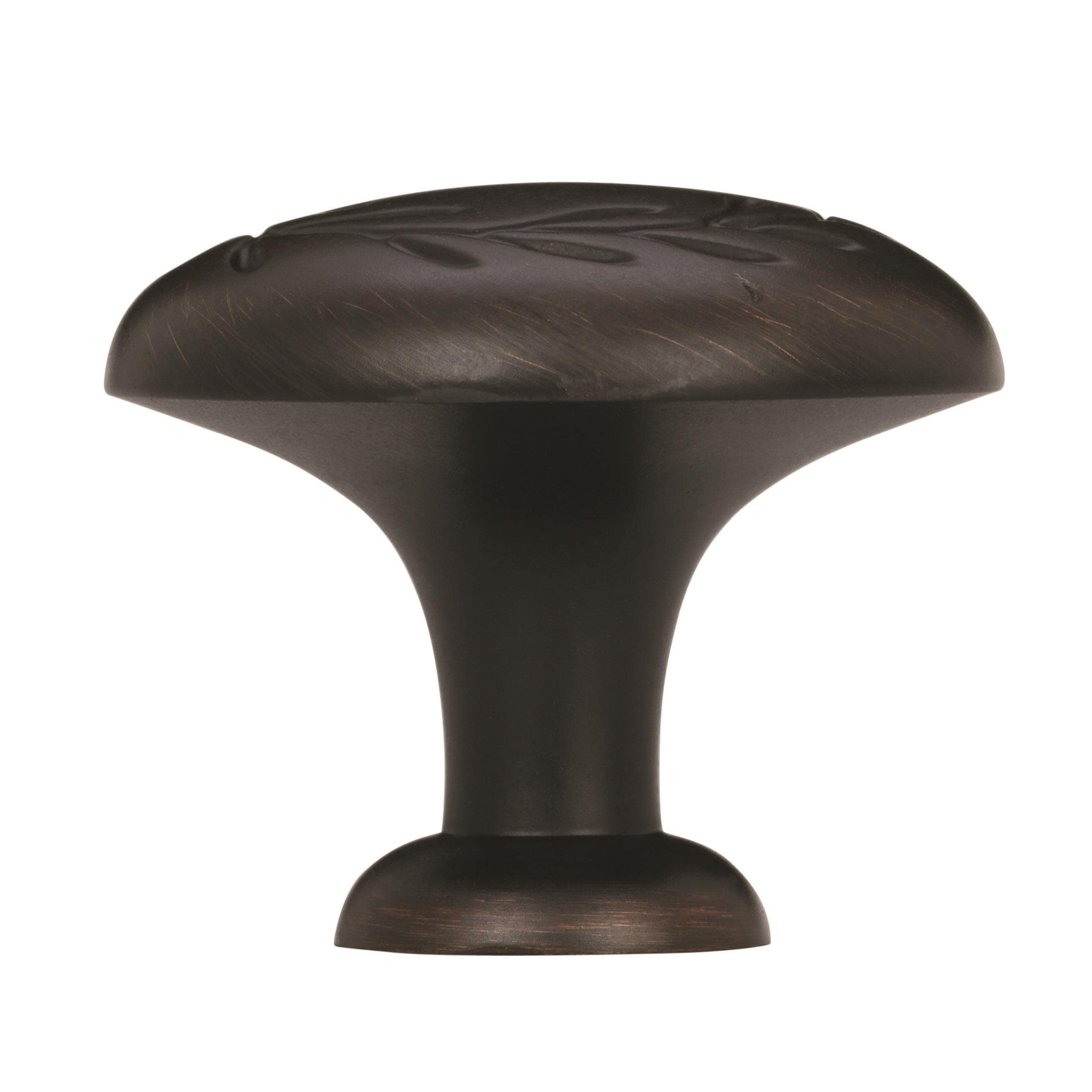 Oil Rubbed Bronze Round Cabinet Knob with Leaf Design