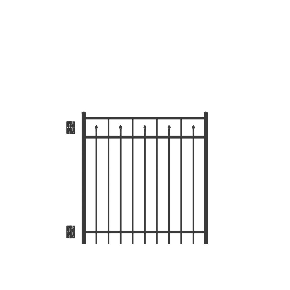 Freedom 73009525 Concord 4-ft H x 4-ft W Black Aluminum Decorative Walk-thru Spaced picket Fence gate
