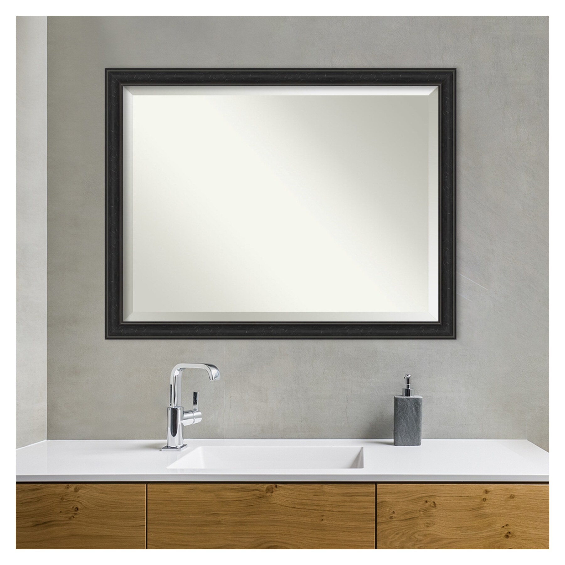 Shipwreck Black Narrow 44" x 34" Rectangular Beveled Bathroom Mirror