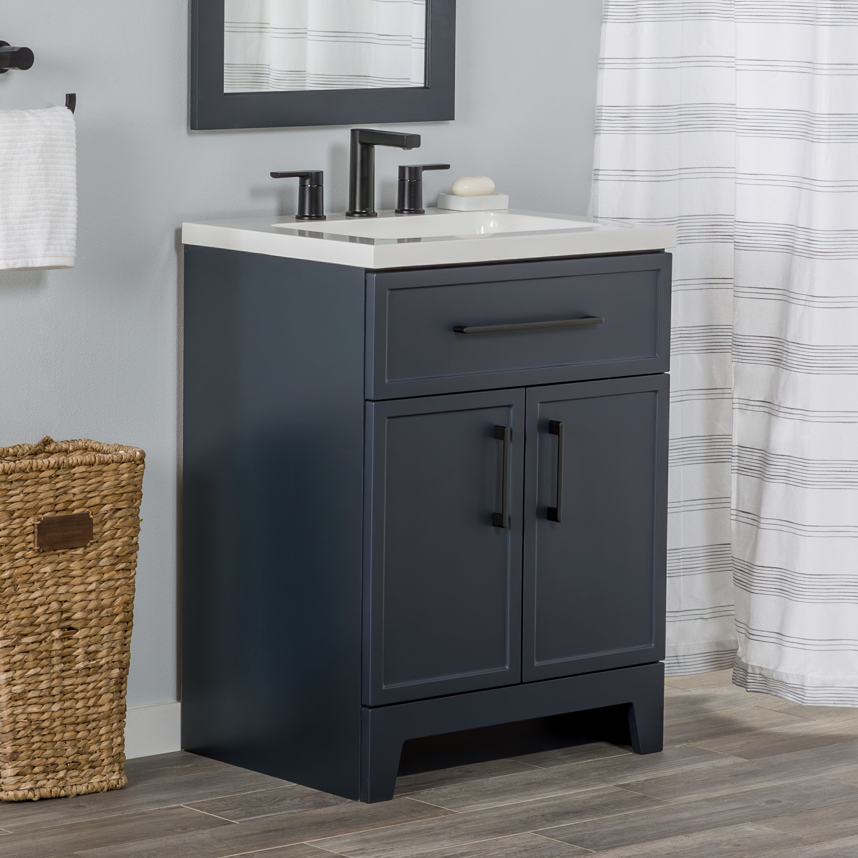 Style Selections Potter 24-in Blue Single Sink Bathroom Vanity with ...