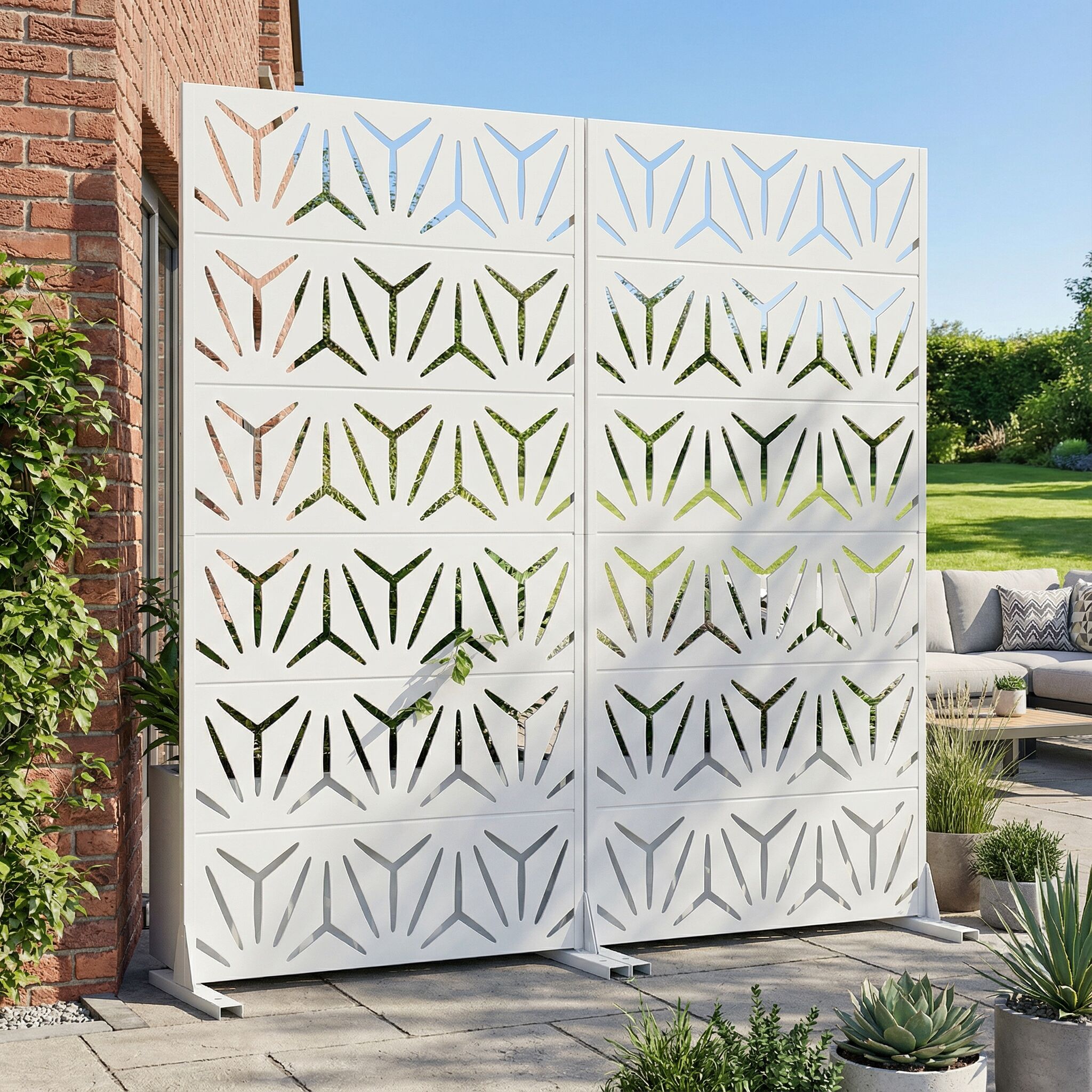 Dovelina 72-in H x 35-in W x 16-in D Metal Privacy Screen Fence Panel Stylish Pattern Set Of 2