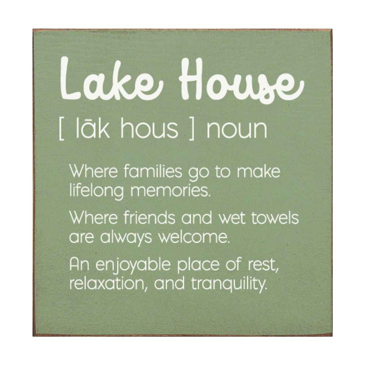Slickblue 7 x 7 Inches Solid Wood Lake House Definition Cabin Theme Wall Sign for Lake House Cabin or Entryway - Multiple Color Options