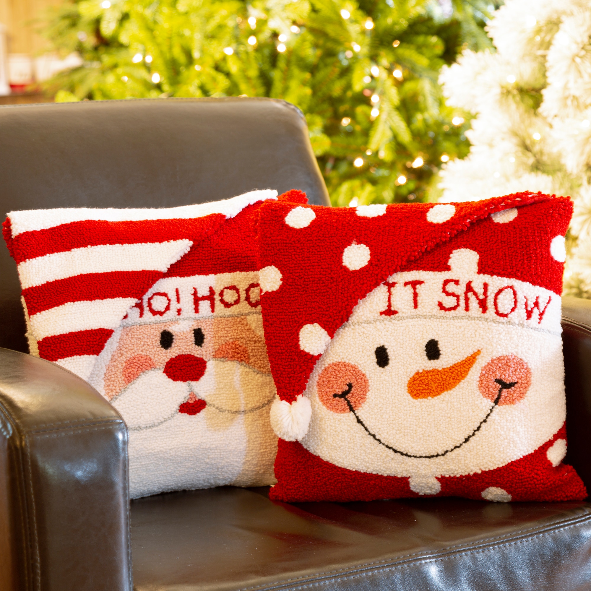 Christmas Truck Hooked Pillow by Mudpie