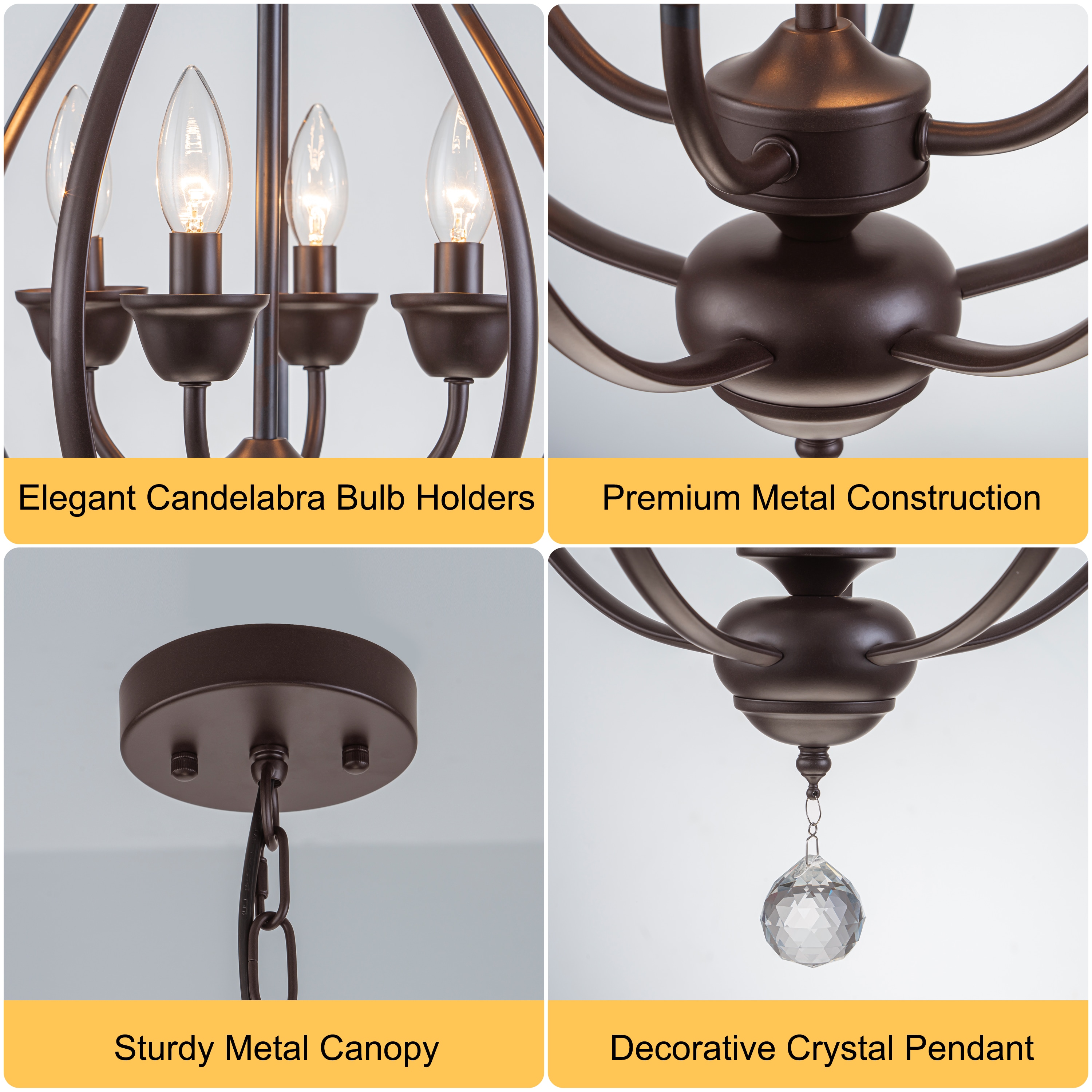 GoYeel 4-Light Modern Farmhouse Oil Rubbed Bronze Chandelier with Shell ...