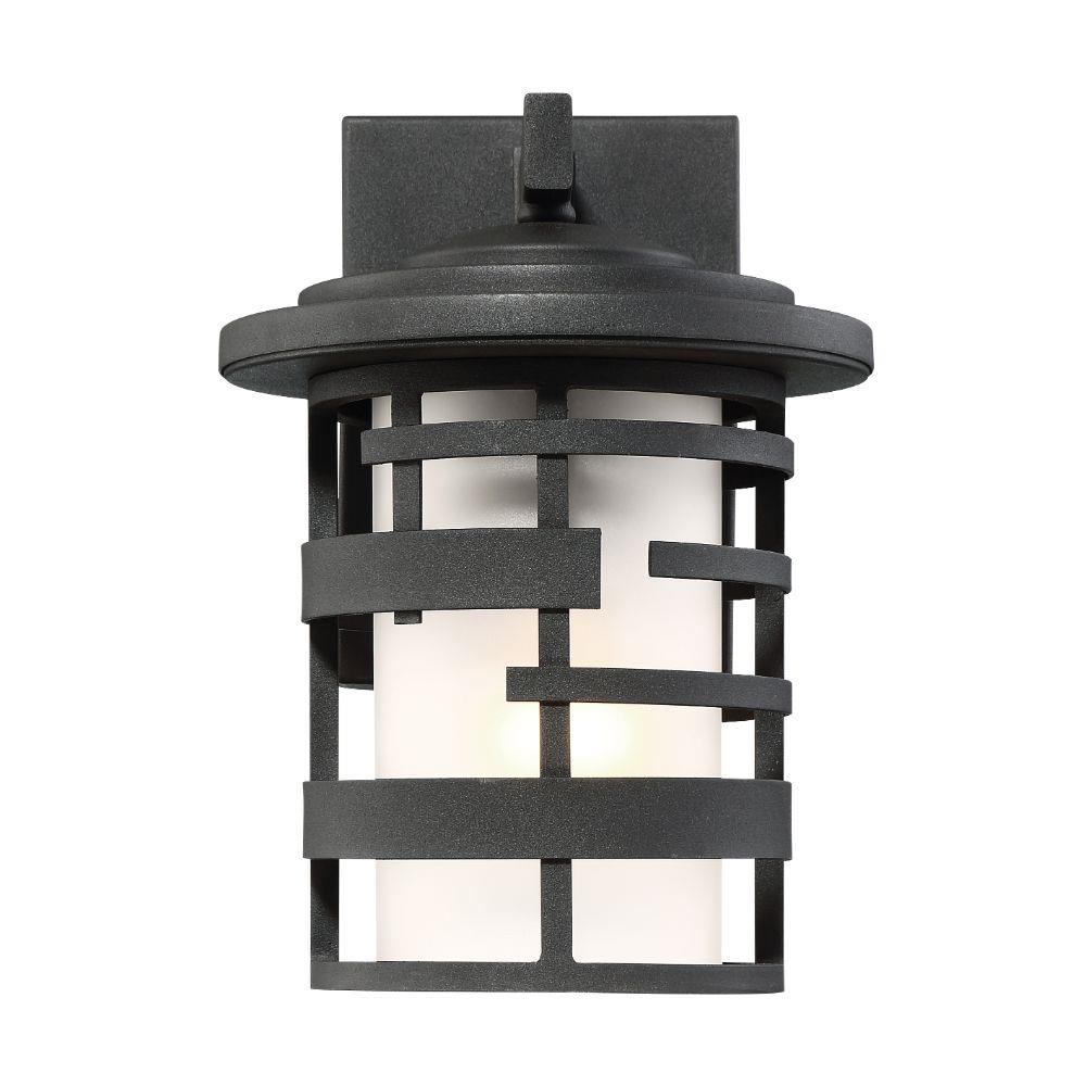 Textured Black Traditional Frosted Glass Lantern Pendant Light