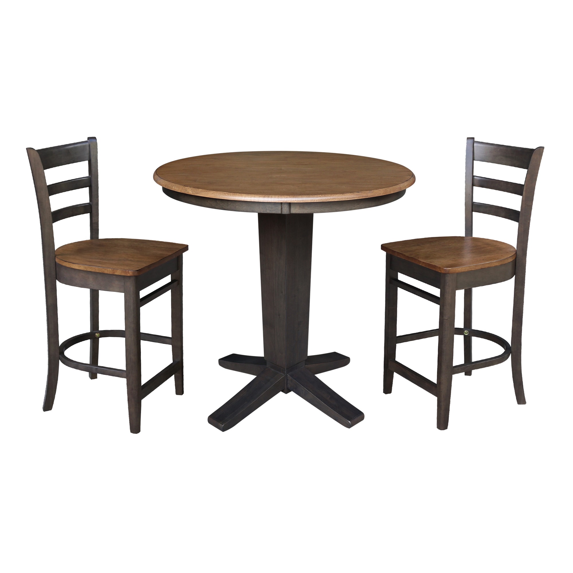 International Concepts K45-36RT-23B-S6172-2 Hickory/Washed Coal Traditional Dining Room Set with Round Table ( Seats 4 )
