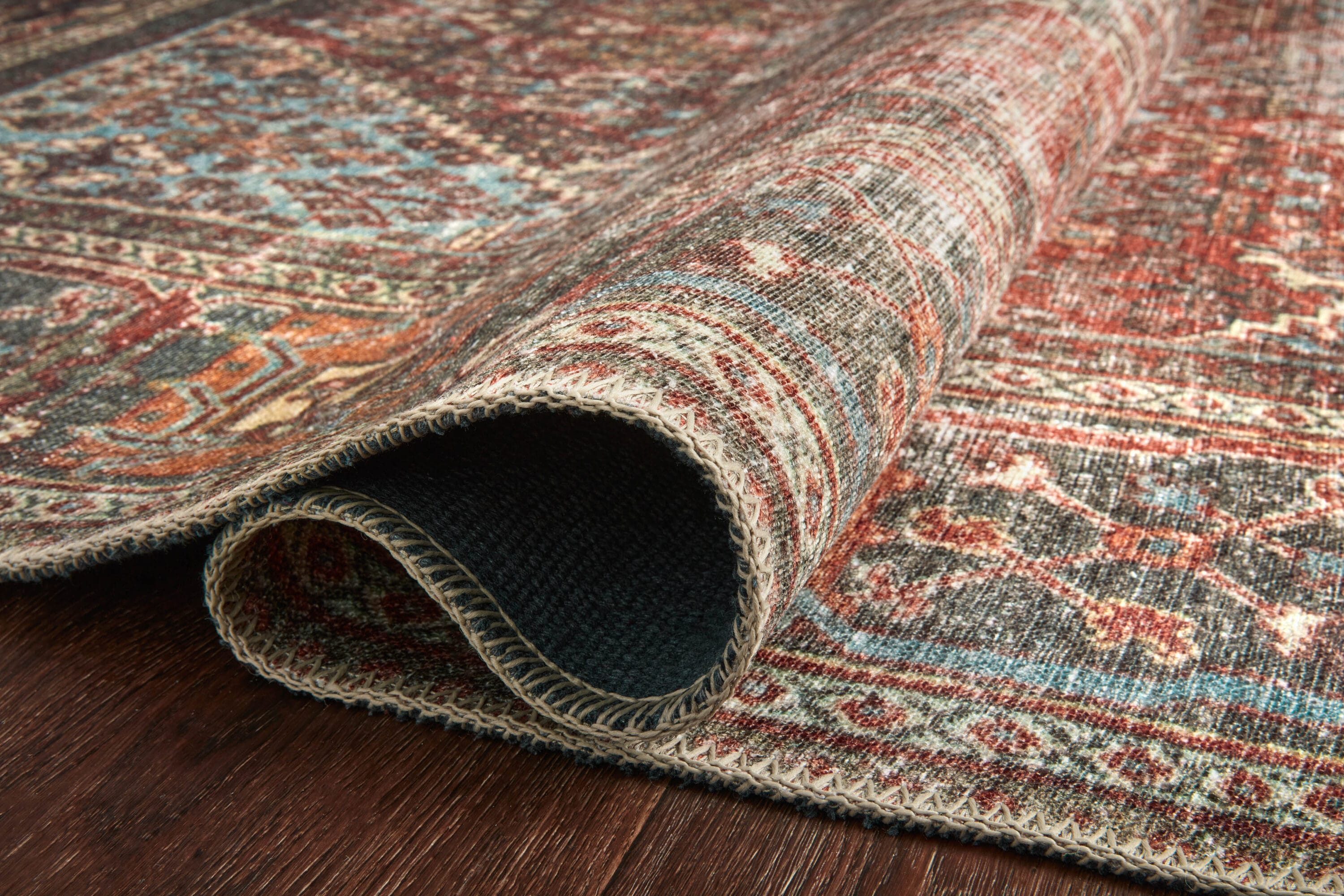 Loren Red and Midnight Bohemian Wool Runner Rug