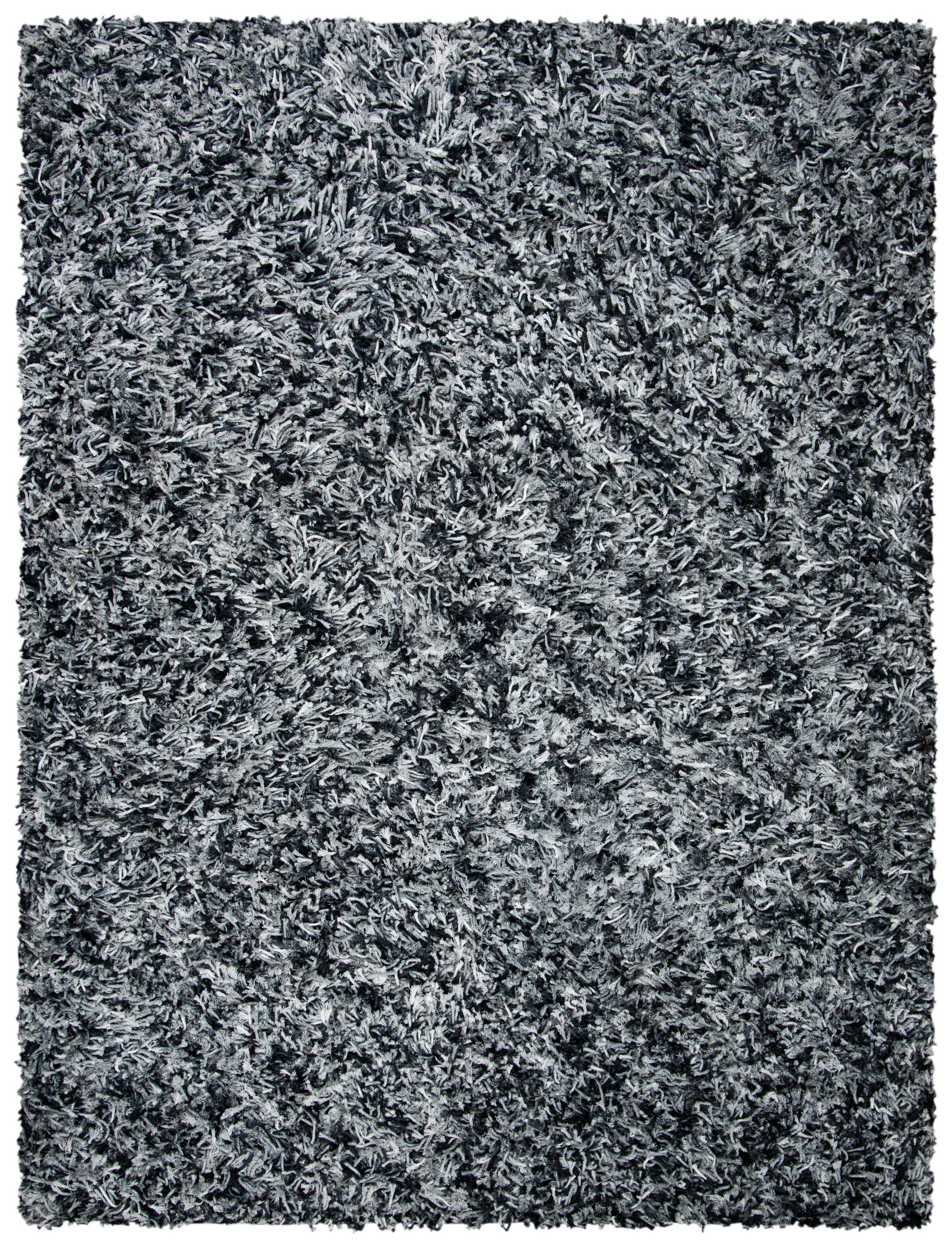 Handmade Black and Ivory Tufted Shag Rug, 8' x 10'