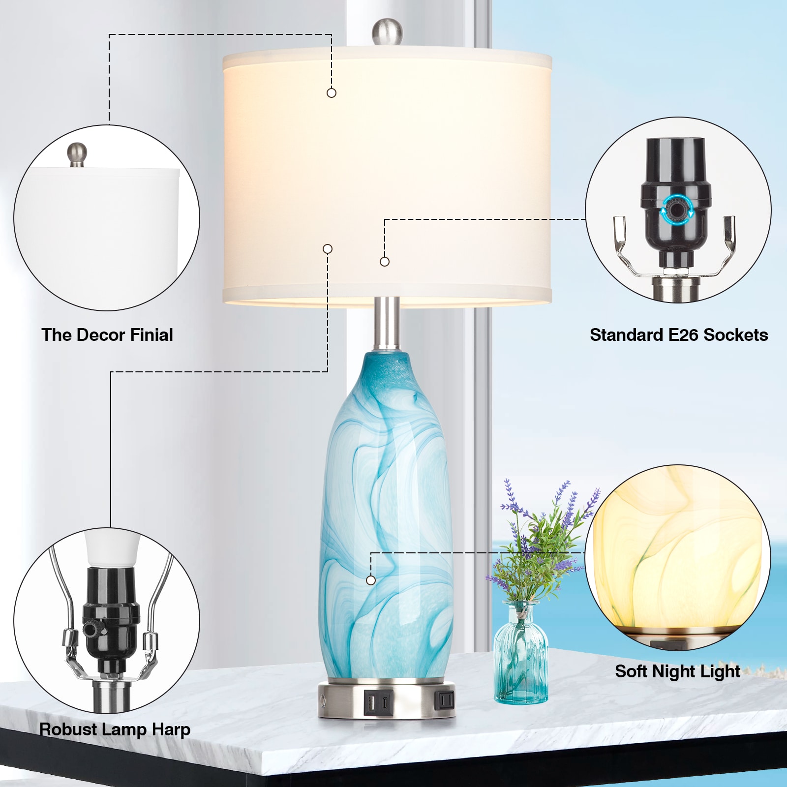 UrFurnishings TD-336 Table-Lamps - View #8