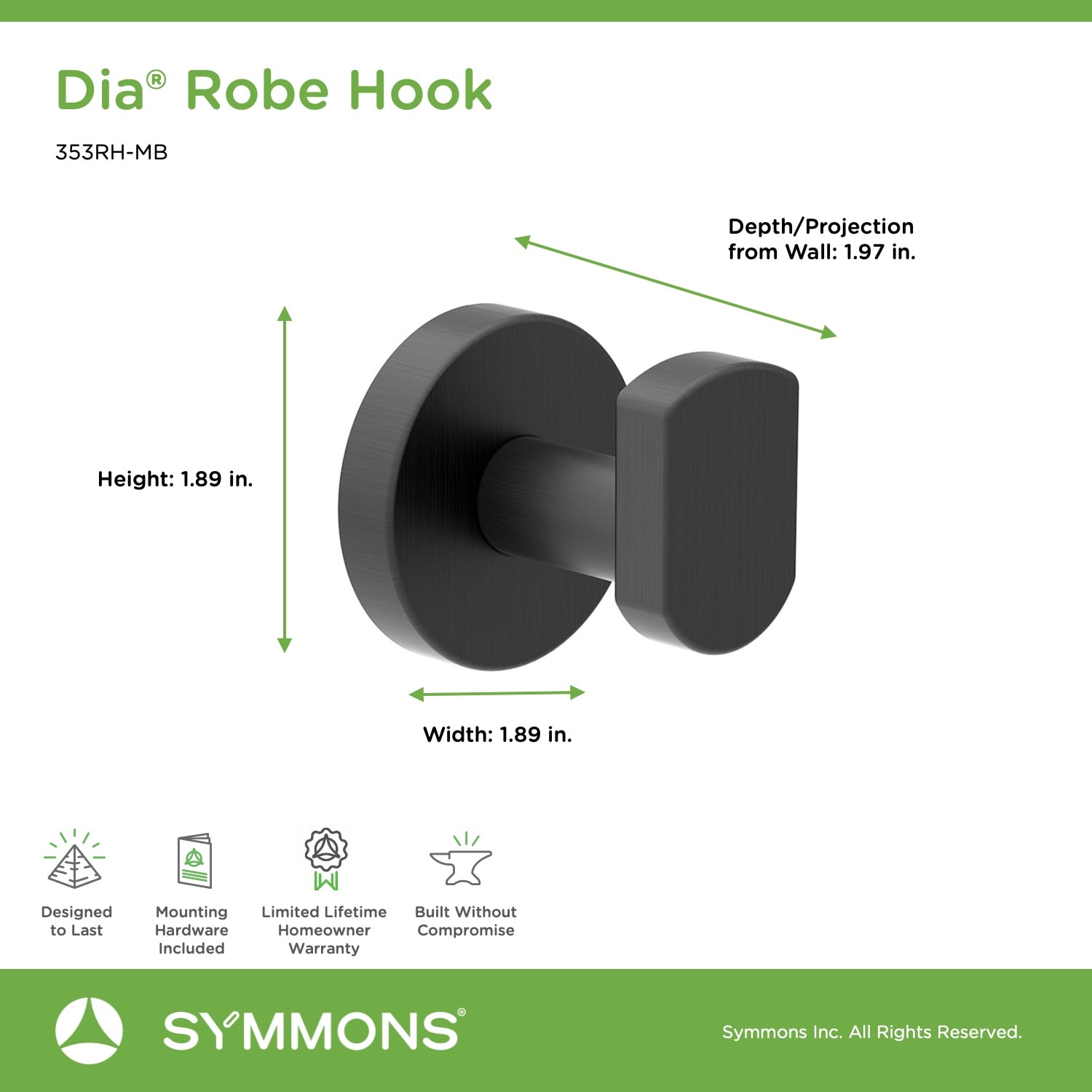 Symmons 353RH-MB Robe-Hooks - View #3