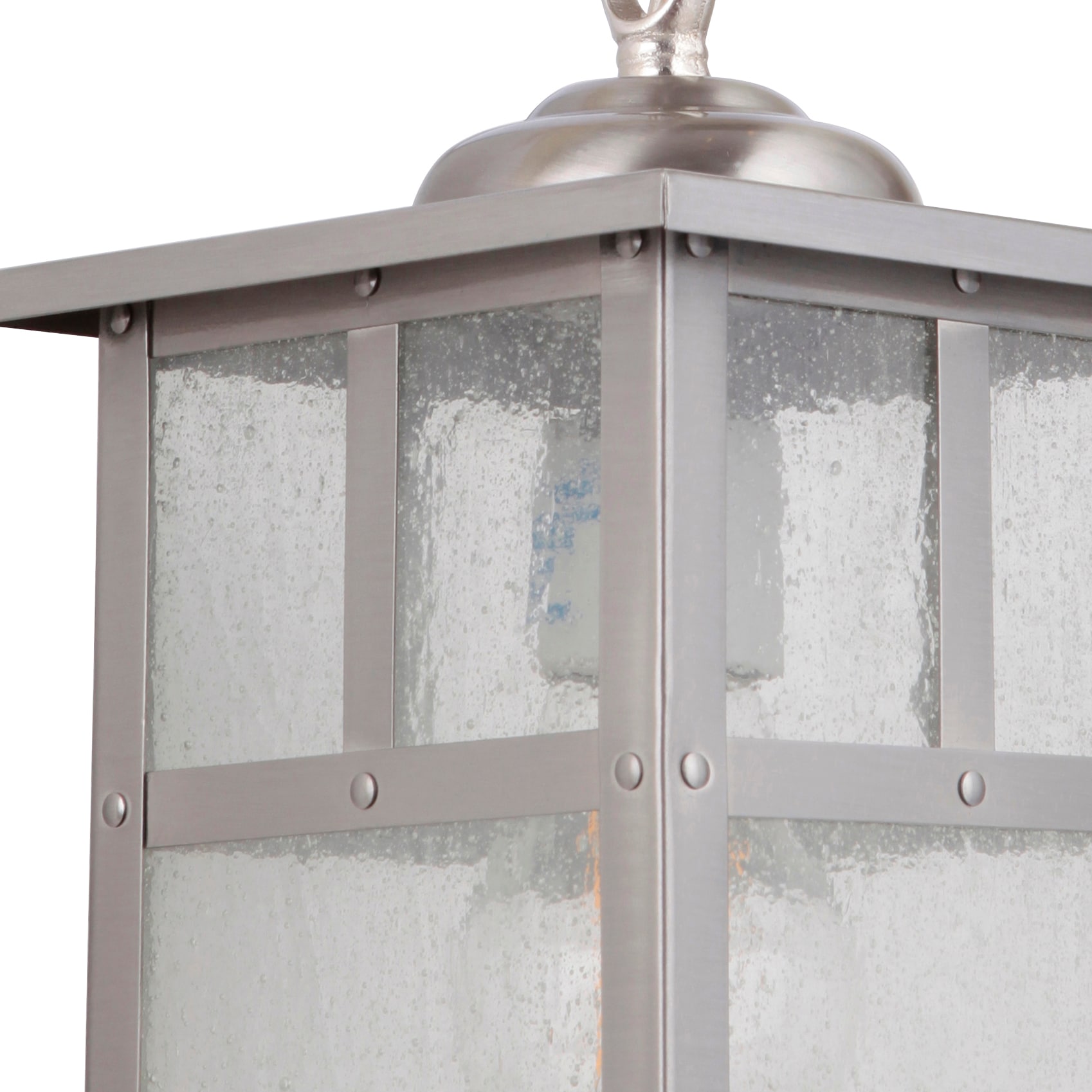 Mission Collection 9.4" Satin Nickel Outdoor Hanging Light