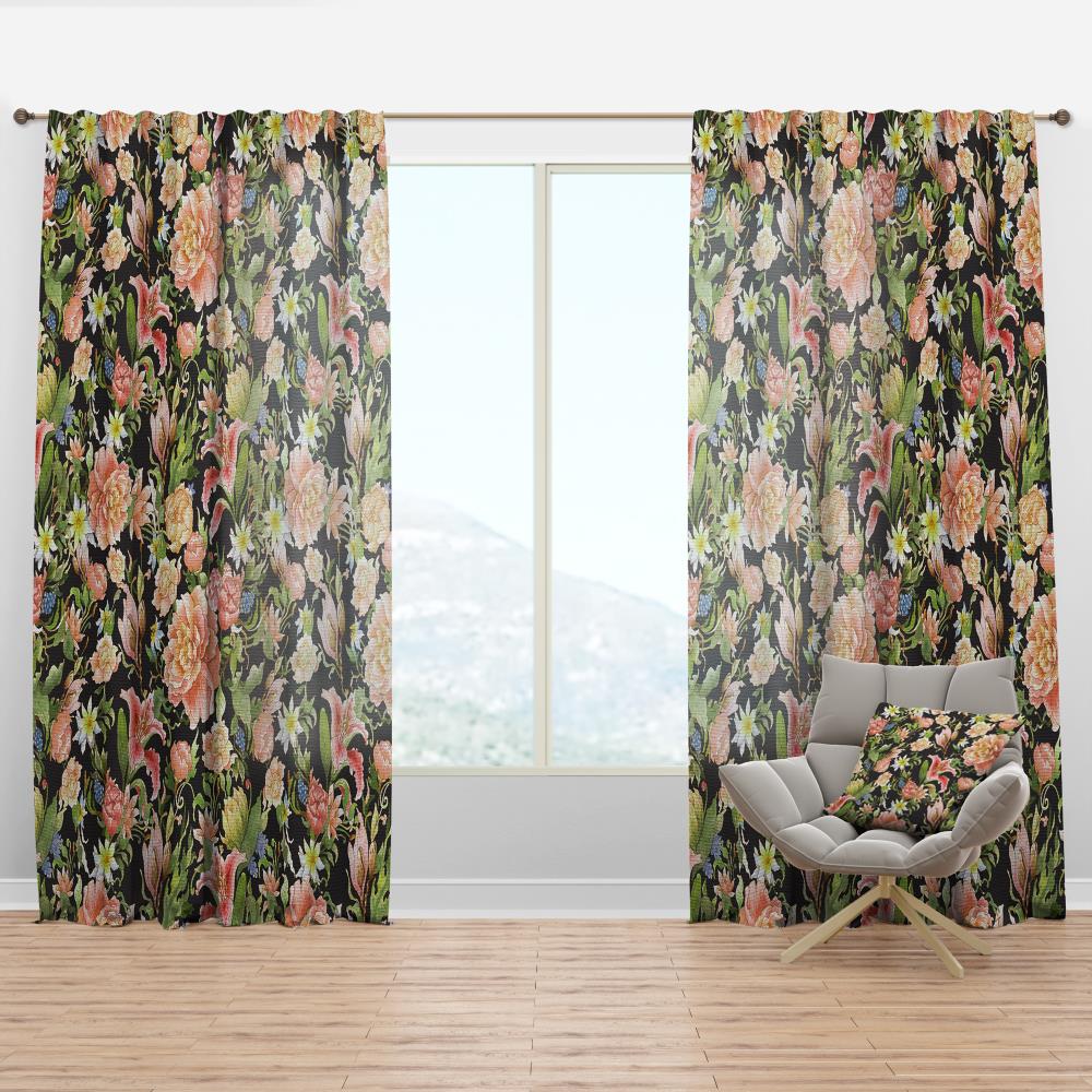 Designart CTN19293-52-120 120-Inches Pink Floral Room darkening Thermal lined Rod pocket Single curtain panel