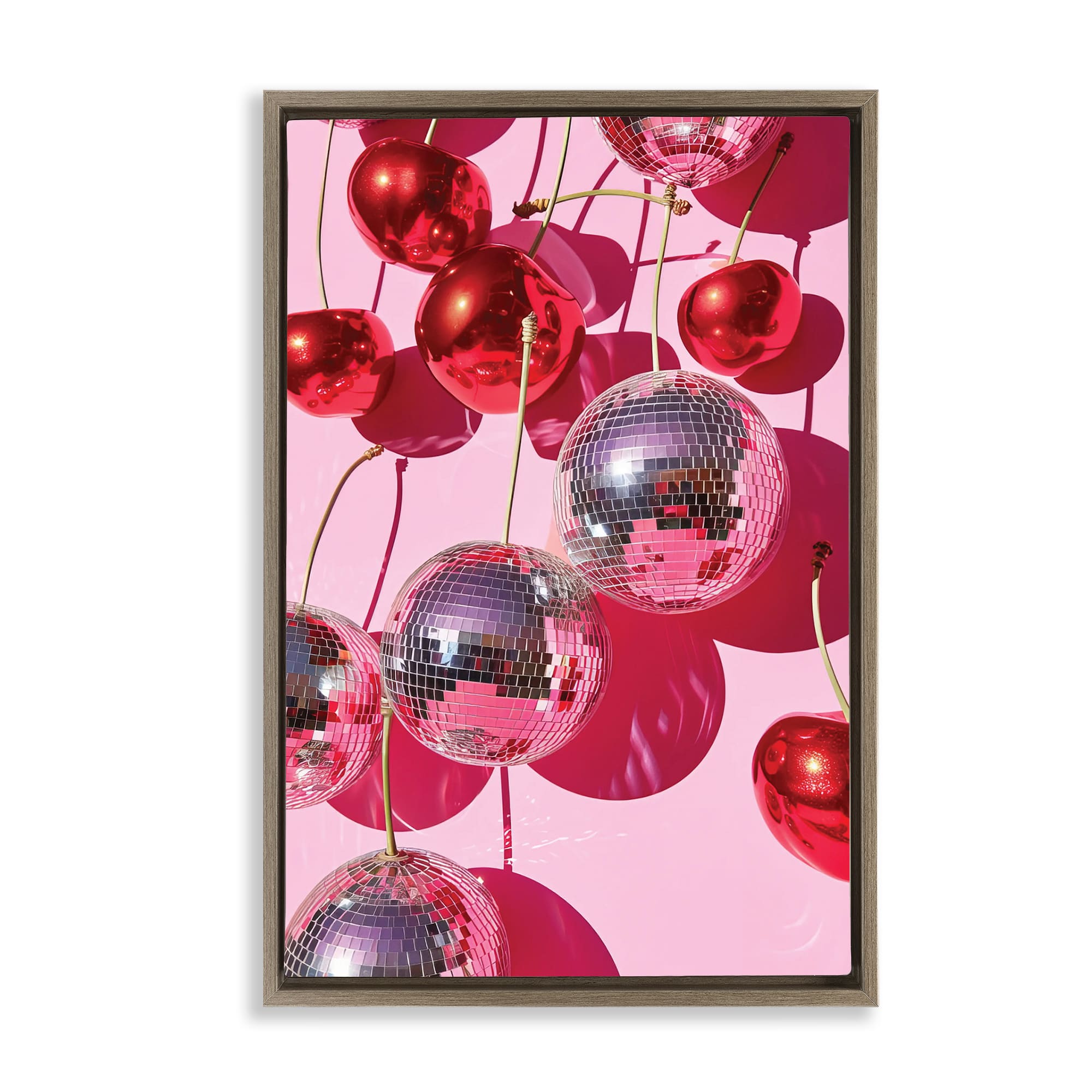 Stupell Industries BT-645-FFE-16X24 Cherry Disco Fruits Floating Frame design by LSR Design Studio