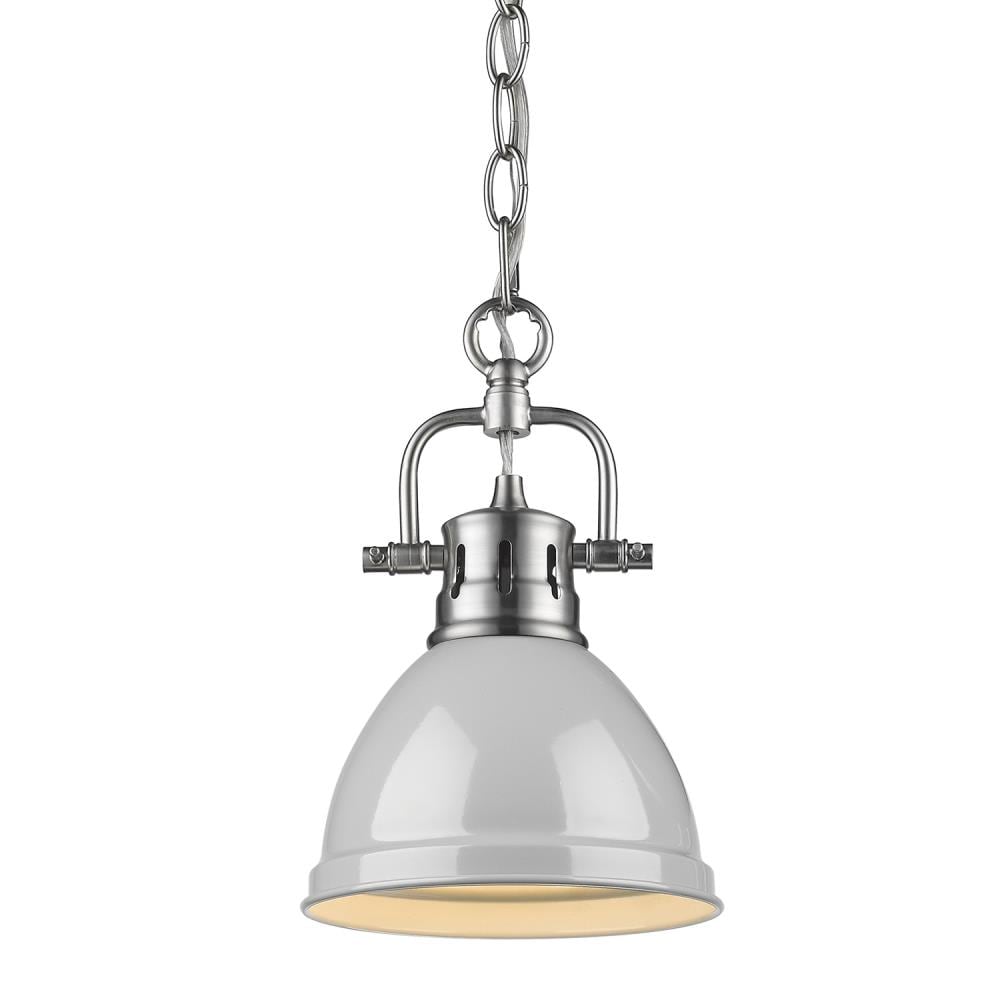 Golden Lighting 3602-M1L PW-GY Duncan 1 -Light Pewter Transitional Dome Mini Hanging Pendant light