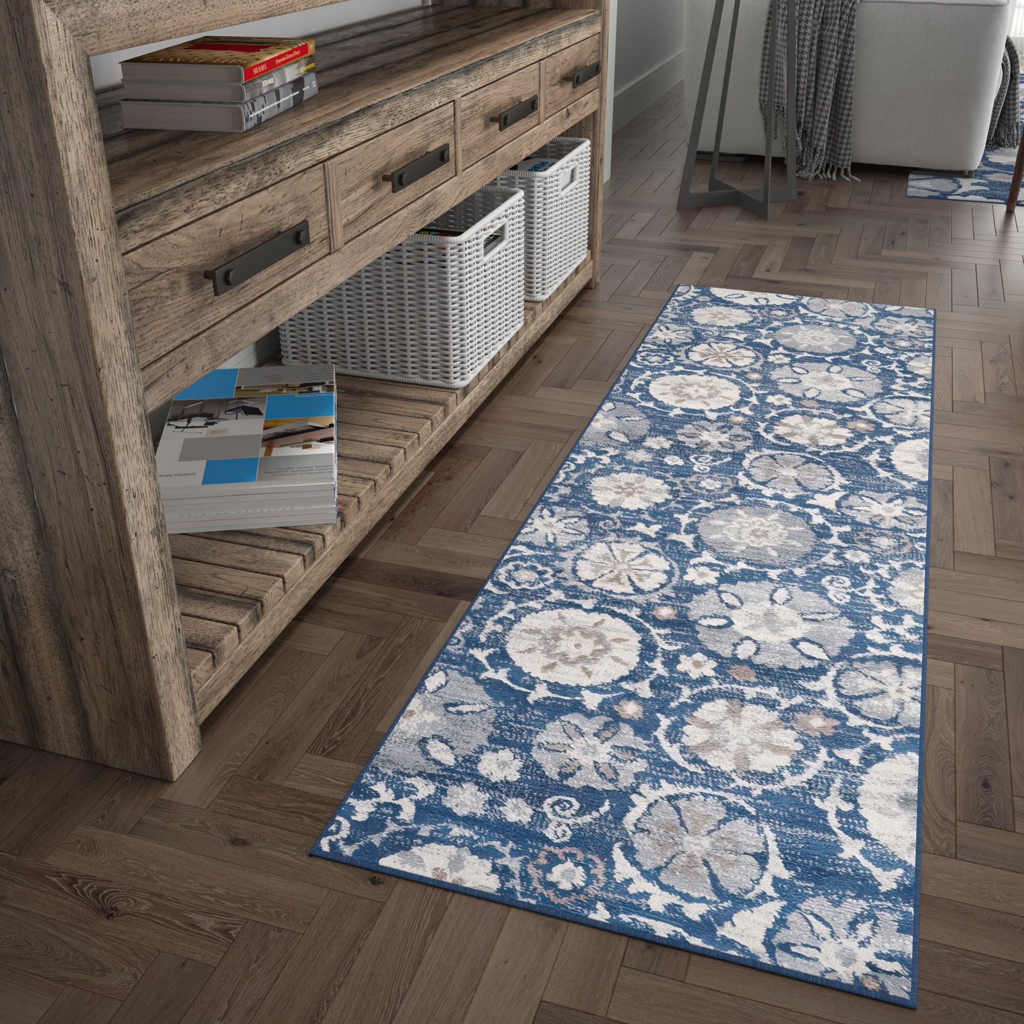 Tayse MDN3107 2X8 2 x 8 (ft) Loomed Polypropylene Blue Rectangular Indoor Runner rug