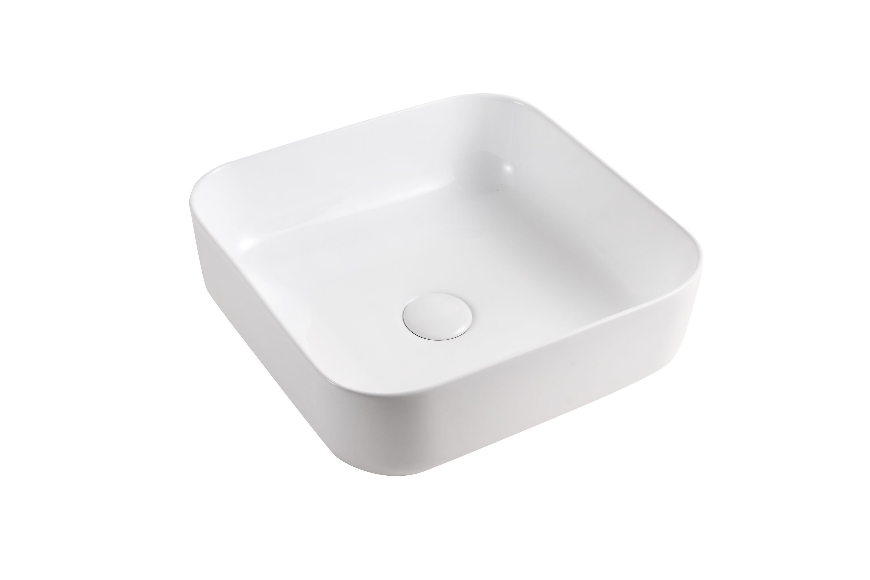 Elanti White Vessel Square Modern Bathroom Sink (15.5-in x 15.5-in) at ...