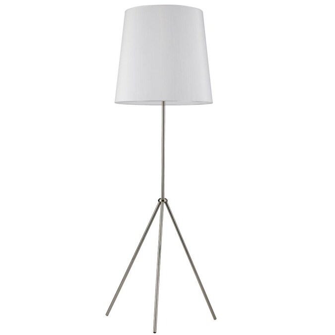 Satin Chrome Tripod Floor Lamp, White And Chrome Tripod Table Lamp