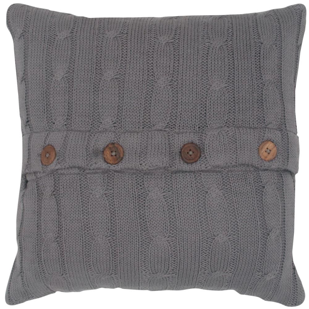 Rizzy Home T05068 Poly filled pillow 18-in x 18-in Gray Square Indoor Decorative Pillow