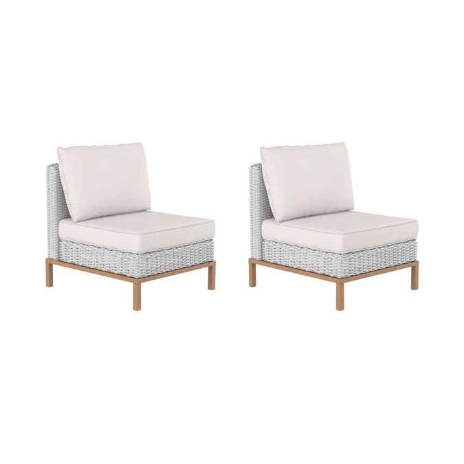 Allen Roth Veda Springs Set Of 2 Wicker Brown Metal Frame Stationary Conversation Chair S With Off White Cushioned Seat In The Patio Chairs Department At Com - Allen Roth Outdoor Furniture Replacement Parts