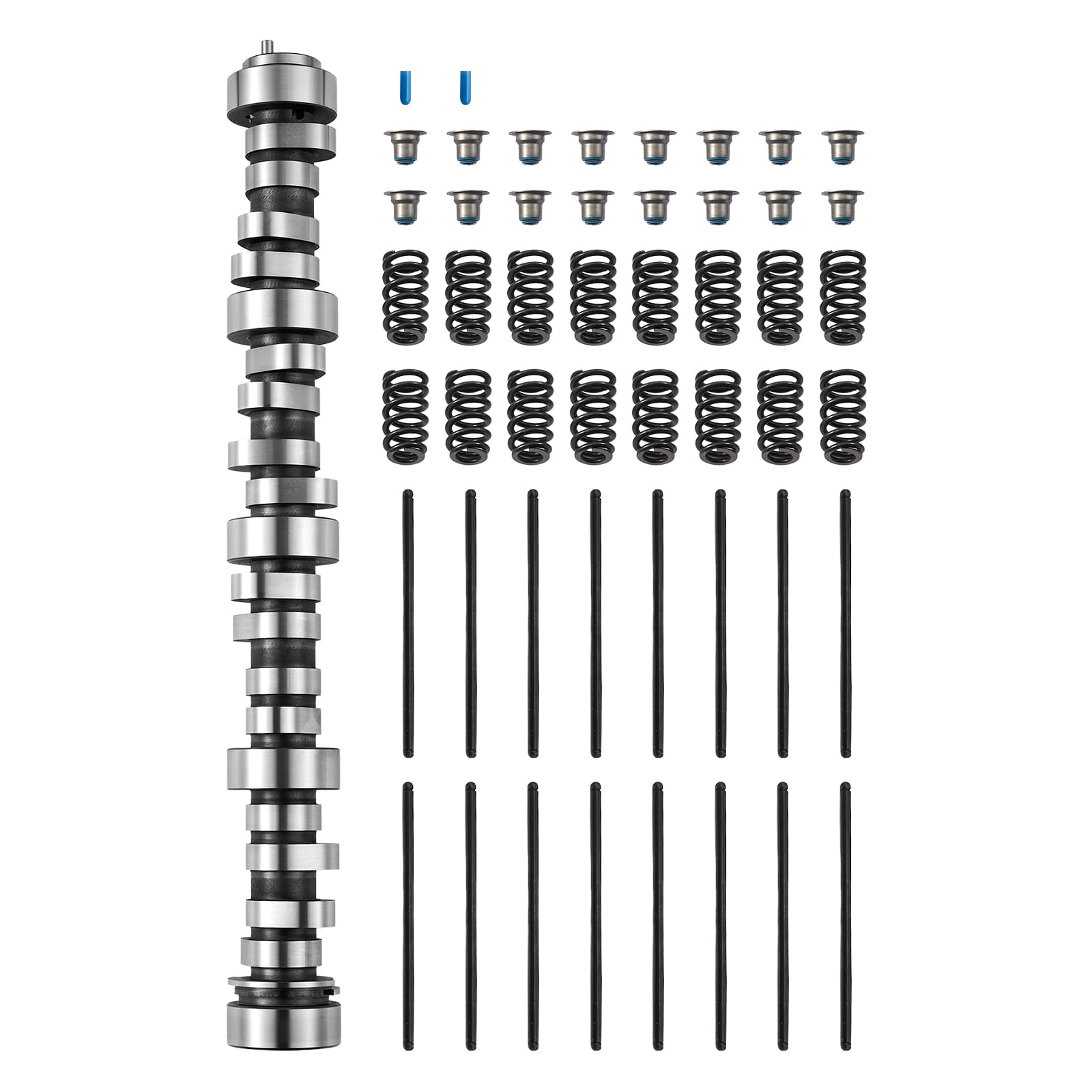 GIVIMO 5-Piece LS Truck Cam Kit Gray Cast Iron Camshaft with Pushrods Valve Springs Seals and Plugs for 1999-2013 GM Gen3 Gen4 4.8-L 5.3-L 6.0-L 6.2-L Engines OE 12625437