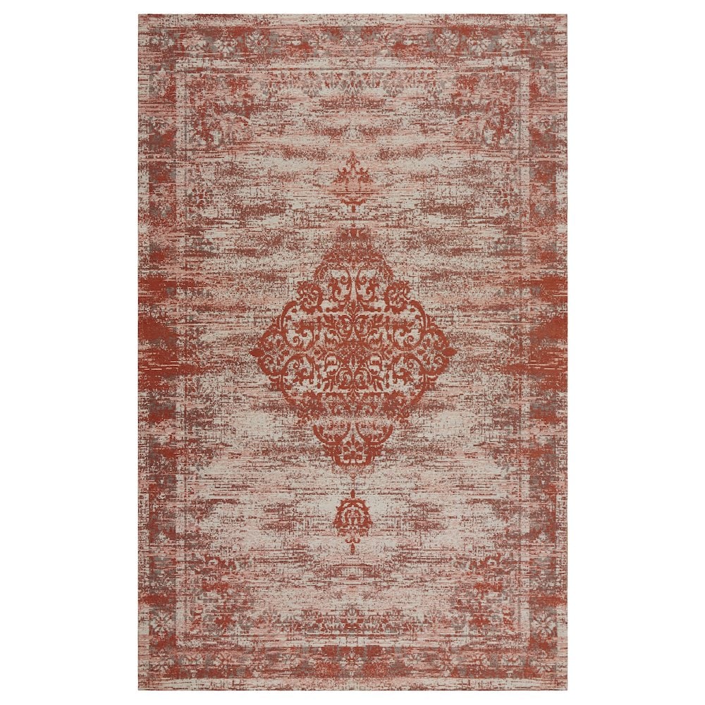 LR Home Jewel Wool Area Rug Indoor in Red/Gray 2'8 x 7'