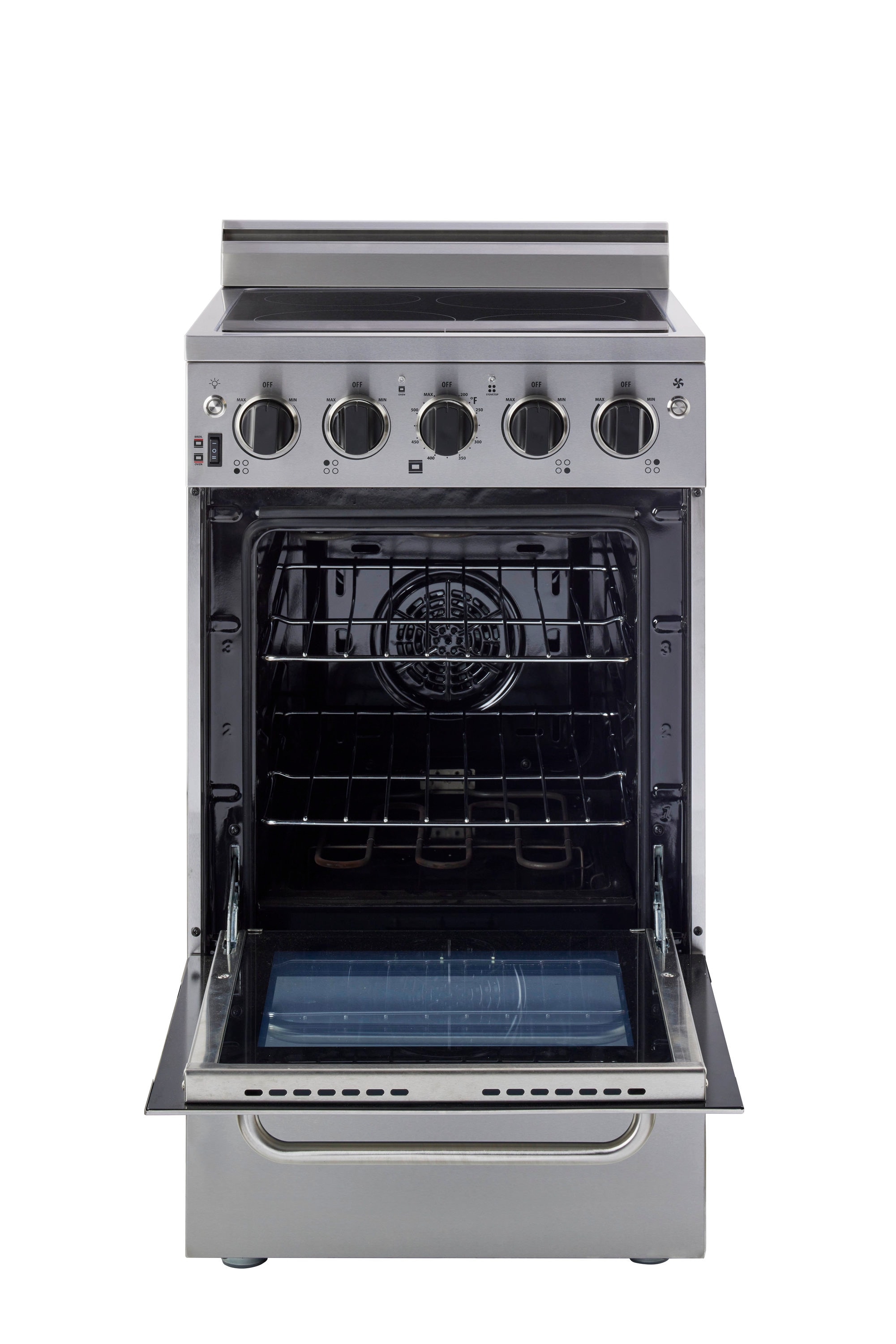 Unique Appliances UGP20VECSS 20 Inch Freestanding Electric Range with 4  Elements, 1.6 cu. ft. Oven Capacity, Storage Drawer, Manual Clean, Hot  Surface Indicator, Convection Fan, Oven Light, Waist-High Glass Top  Broiler, 2