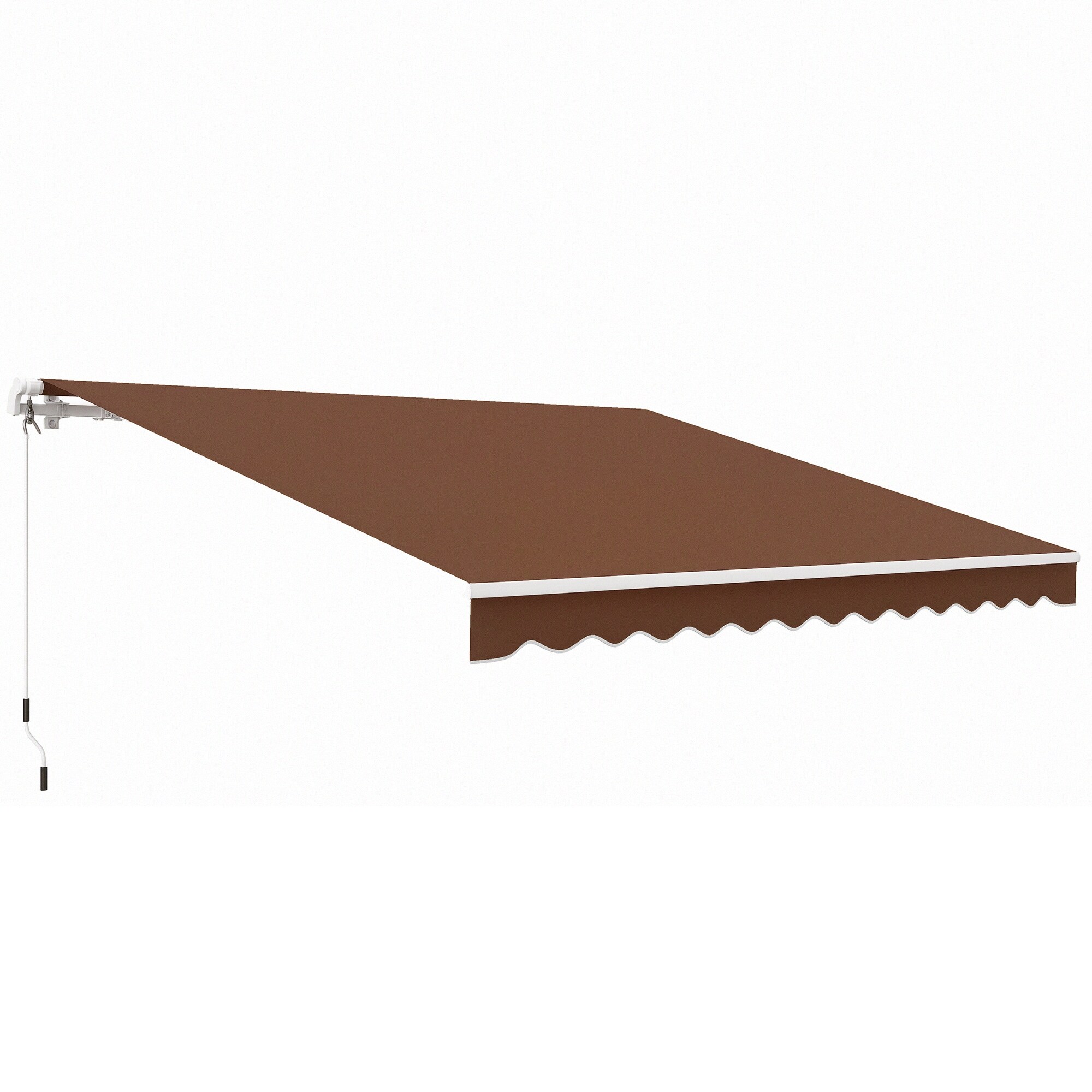 Outsunny 840-207CF 12' x 10' Manual Retractable Awning Outdoor Sunshade Shelter for Patio Balcony Yard with Adjustable  Versatile Design Khaki