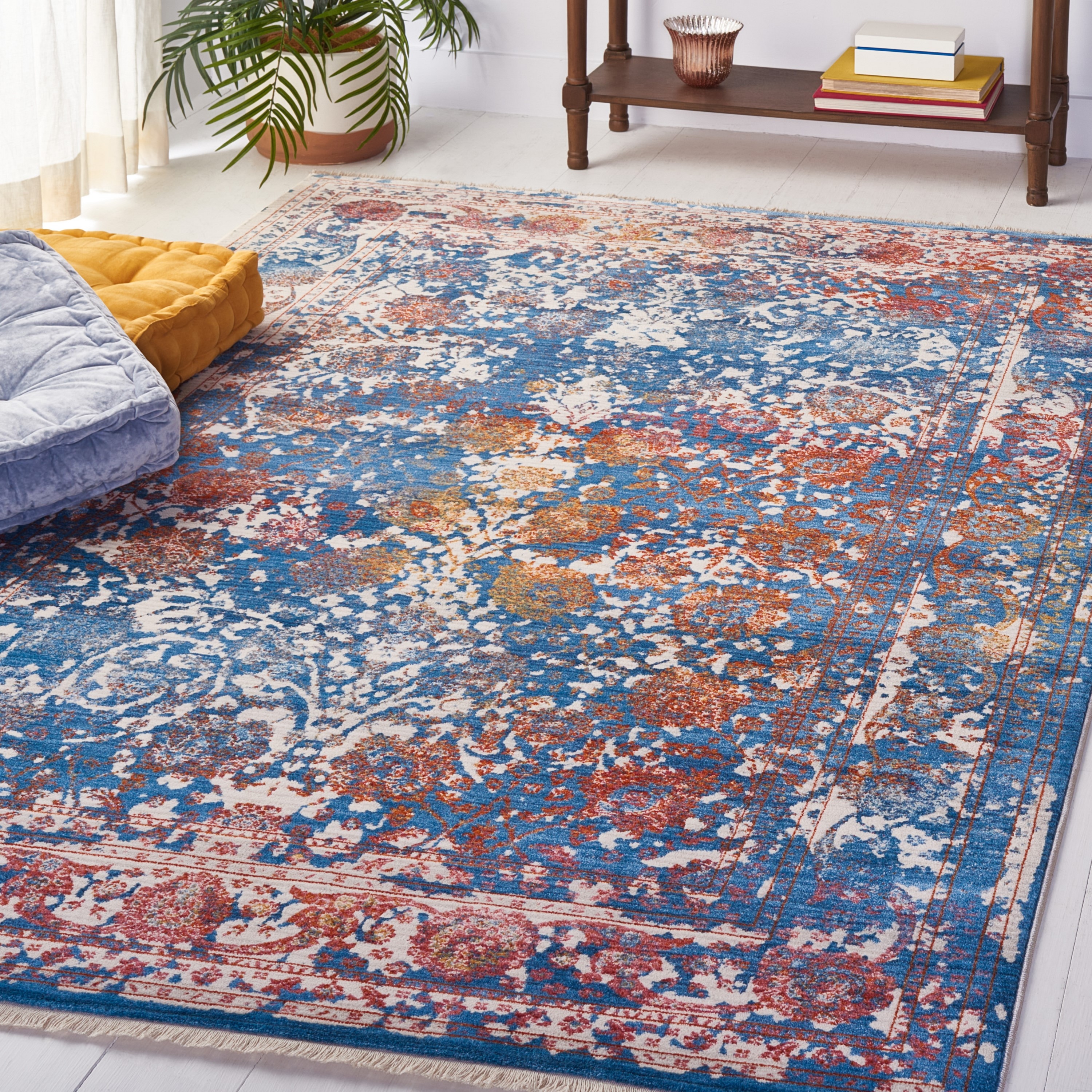 Safavieh VTP409K-5 Vintage Persian Himenz 5 x 8 (ft) Loomed Polyester Turquoise/Multi Rectangular Indoor Distressed/Overdyed Vintage Area rug