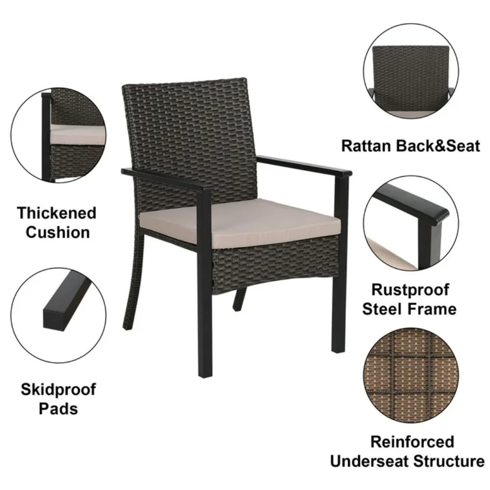 Sunshine Valley 2 Rattan Brown Steel Frame Stationary Dining Chair with ...