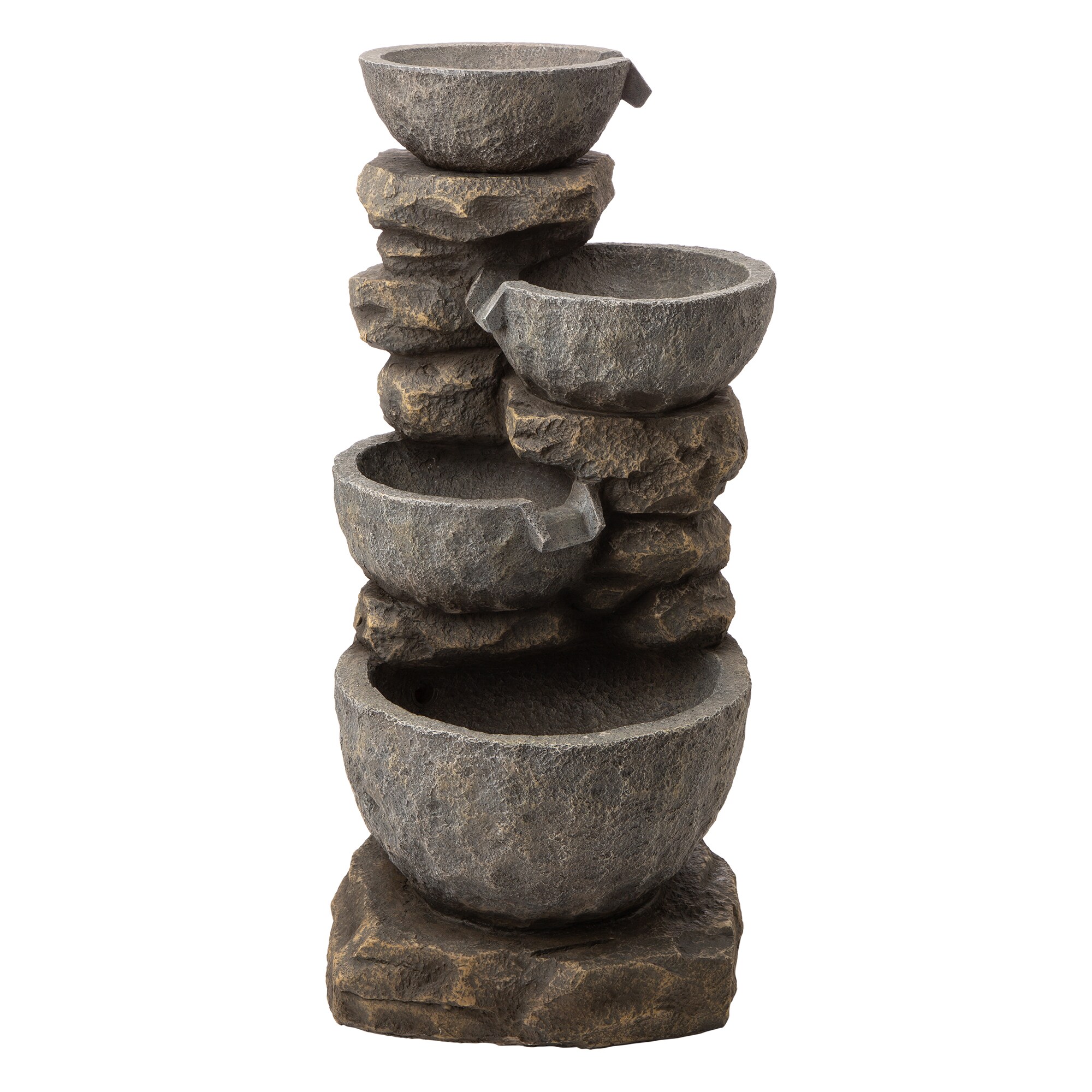 Glitzhome 32.25-in H Resin Tiered Fountain Outdoor Fountain Pump