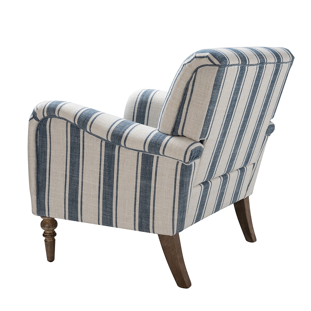 14 Karat Home Contemporary Navy Blue Linen Accent Chair with Wood Frame ...
