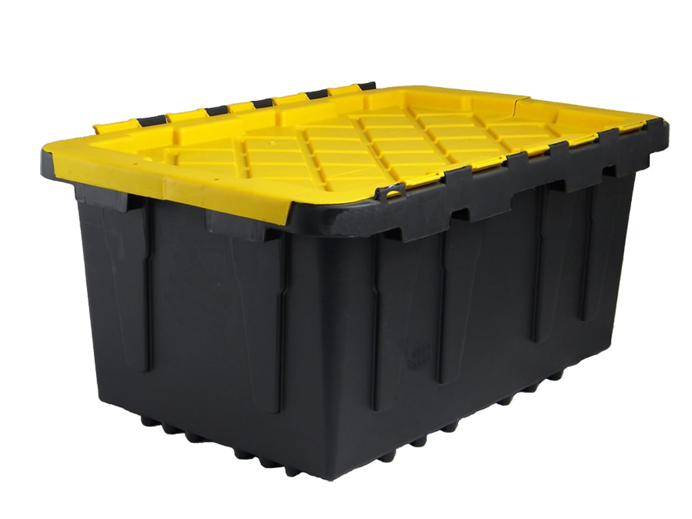 Project Source Commander Small 5-Gallons (20-Quart) Black and Yellow Heavy  Duty Tote with Standard Snap Lid in the Plastic Storage Containers  department at