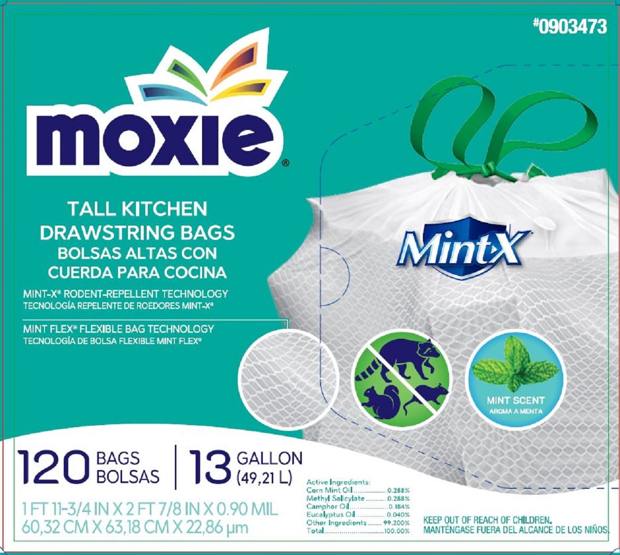 MOXIE 13-Gallons Mint White Outdoor Plastic Can Drawstring Trash Bag  (120-Count) in the Trash Bags department at