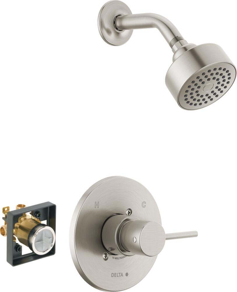 Delta  Modern Stainless Shower Faucet with Multichoice Universal Rough Valve